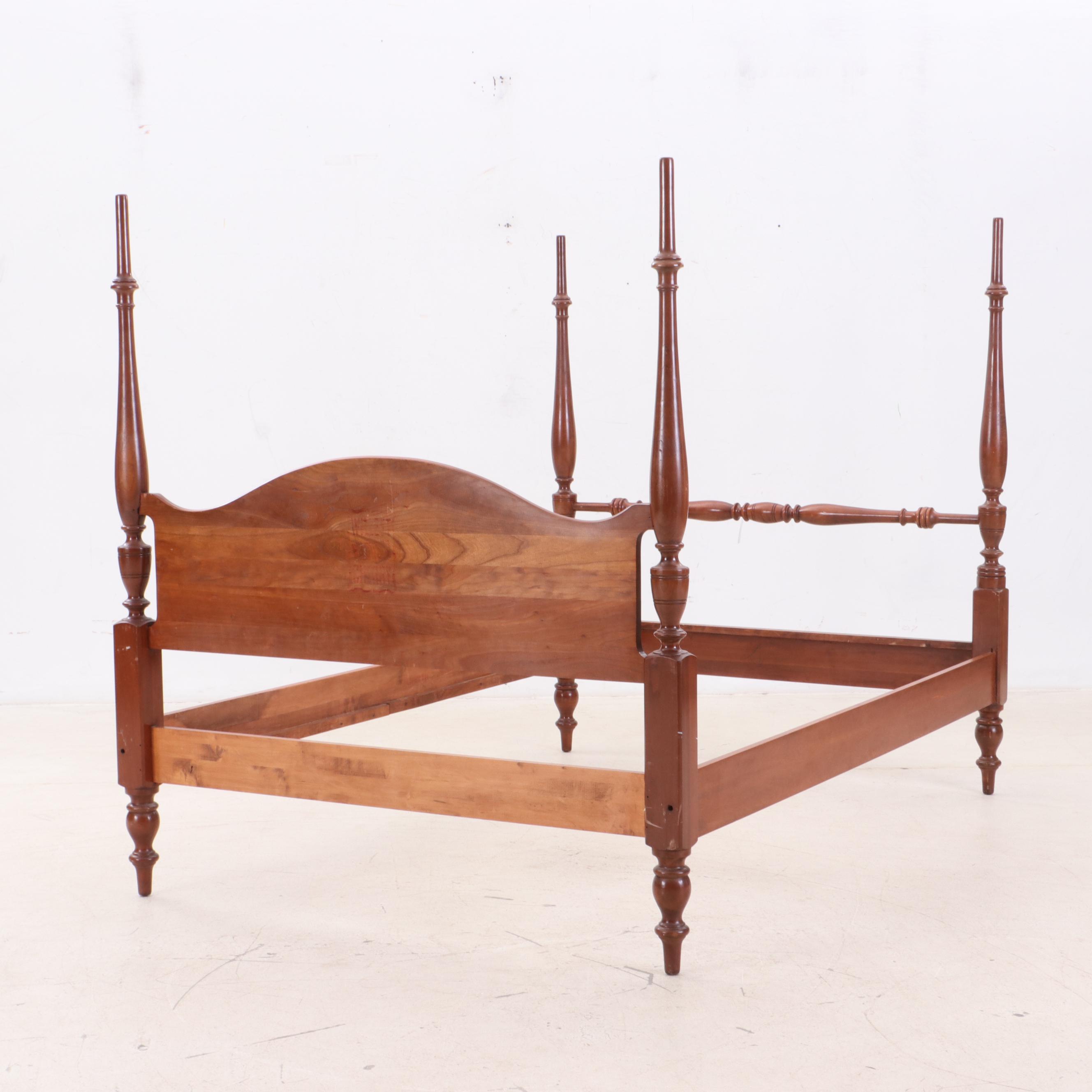 Willett Cherry Four Poster Full Bed with Side Rails, Mid Century EBTH