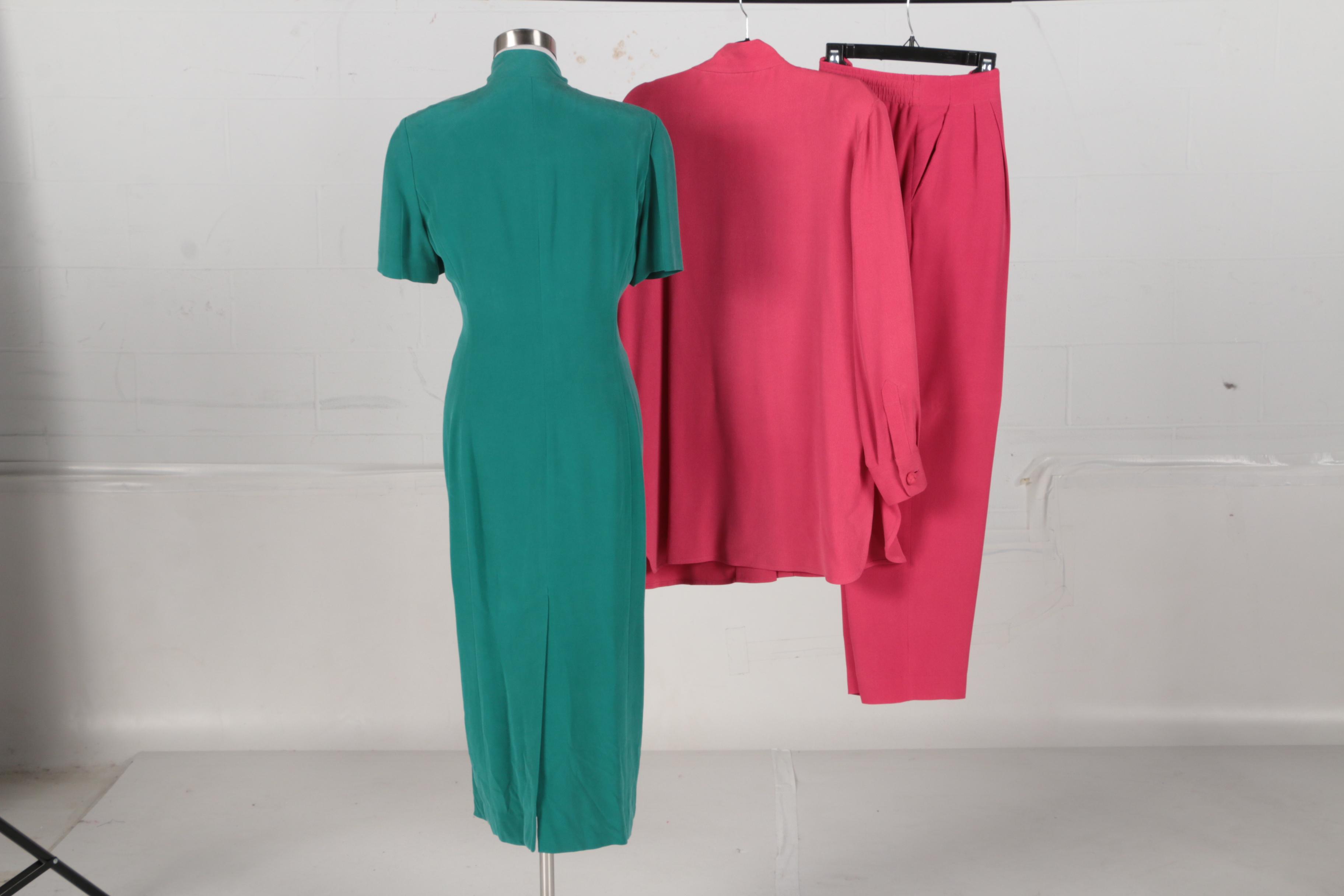 Dana Buchman Silk Pant suit and Cheongsam Style Dress, Vintage EBTH