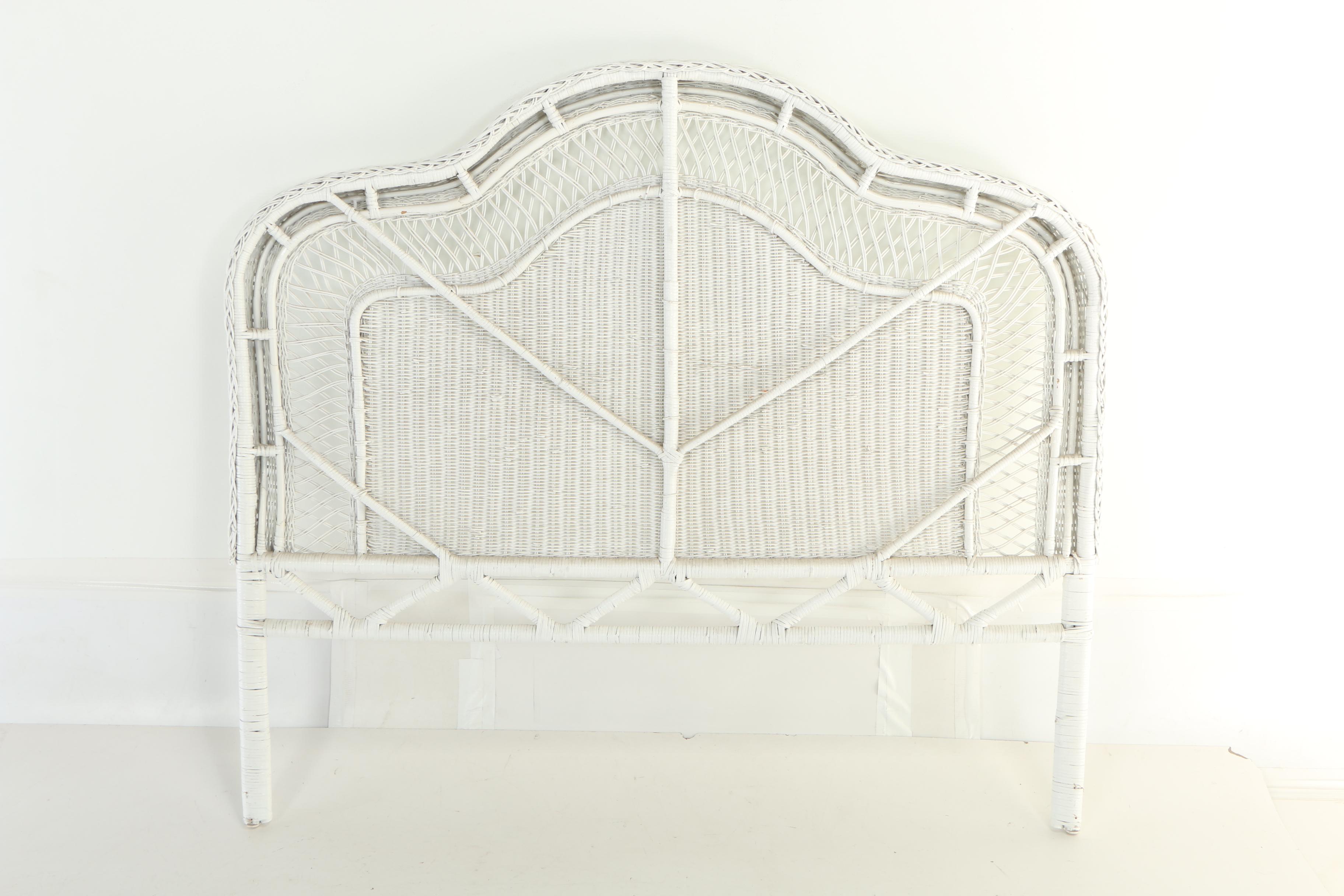 White Wicker Queen Size Headboard EBTH