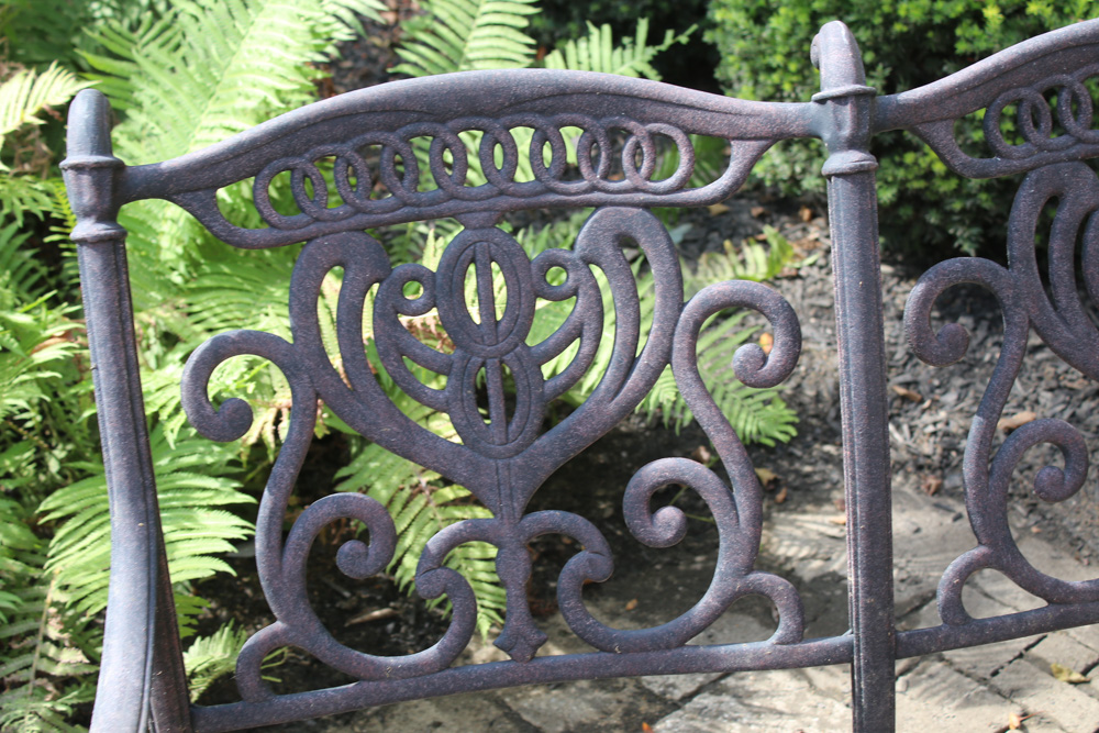 Contemporary Cast Aluminum Patio Glider Bench, Bar Cart and Side Table