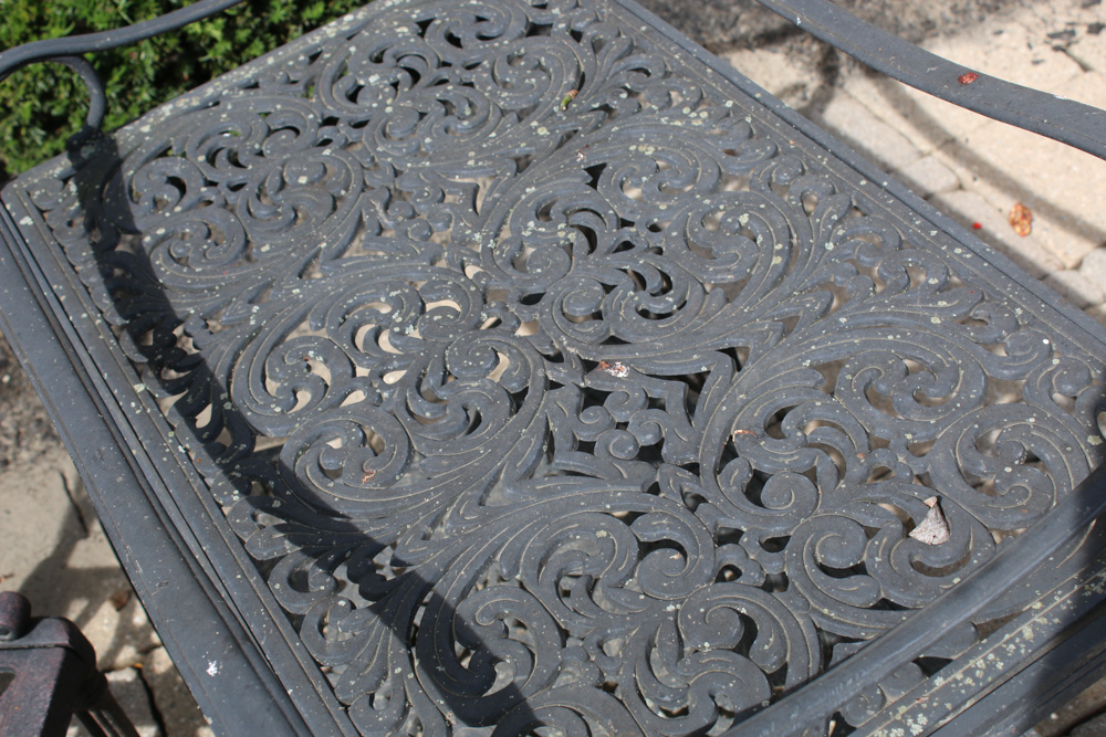 Contemporary Cast Aluminum Patio Glider Bench, Bar Cart and Side Table