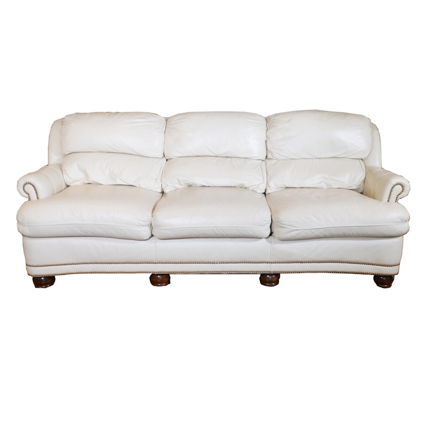 Han Moore Cream Leather Sofa Contemporary