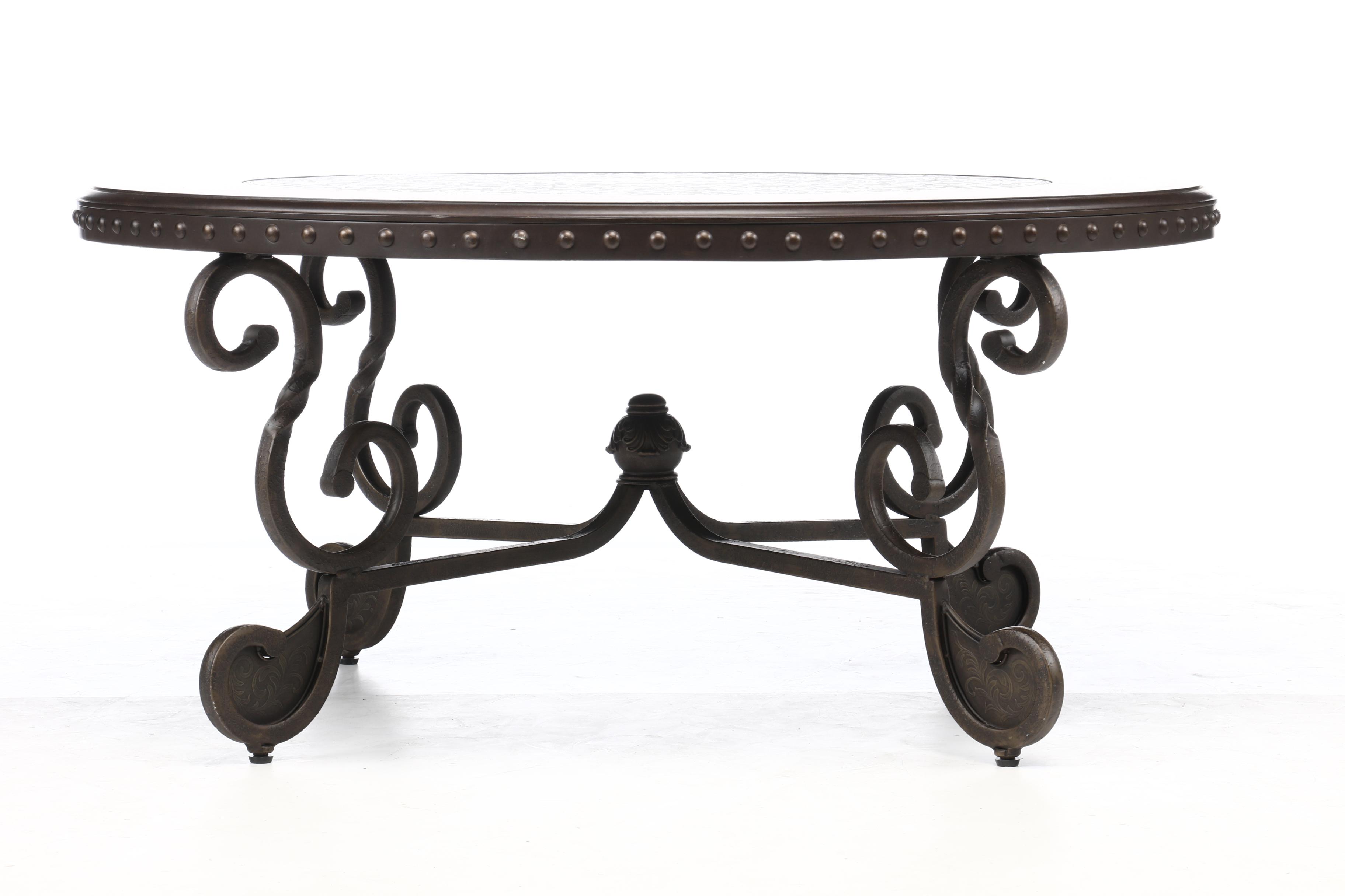 Ashley Furniture, "Rafferty" DarkStained and PatinatedMetal Coffee