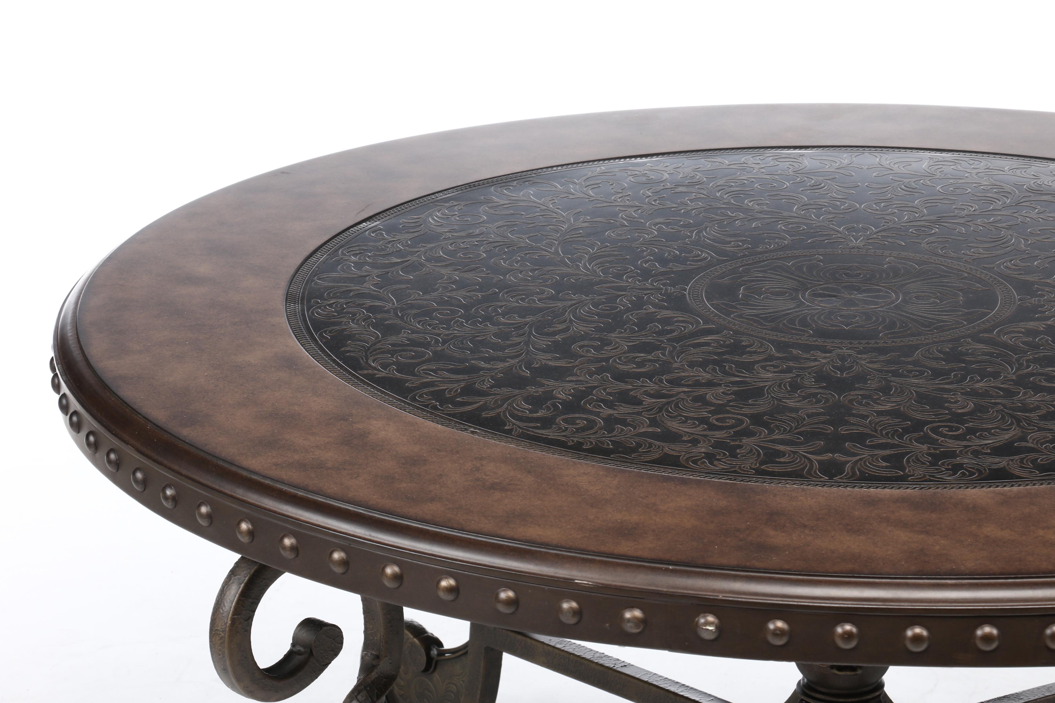 Ashley Furniture, "Rafferty" DarkStained and PatinatedMetal Coffee