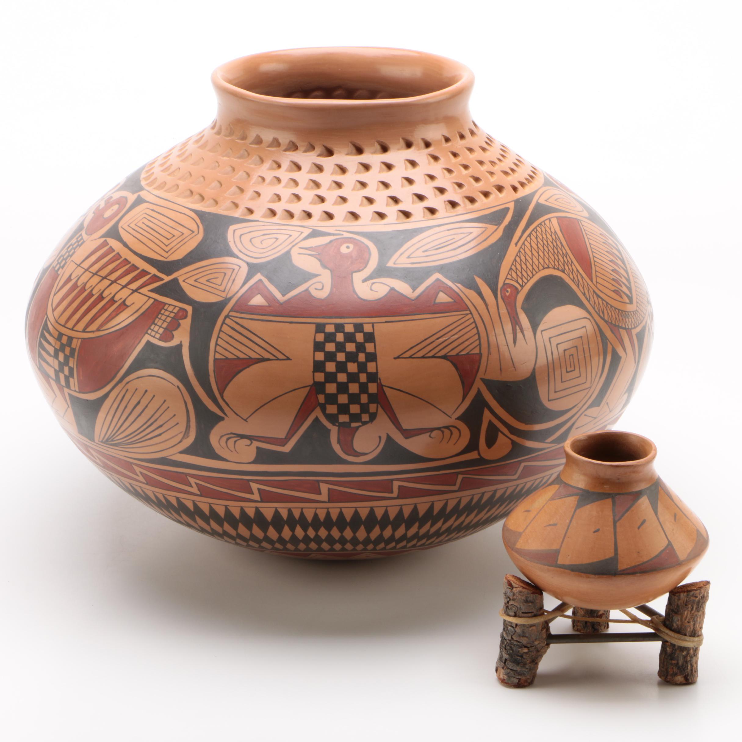 Daniel Gonzalez Mata Ortiz Pottery Vessel And Other Mexican