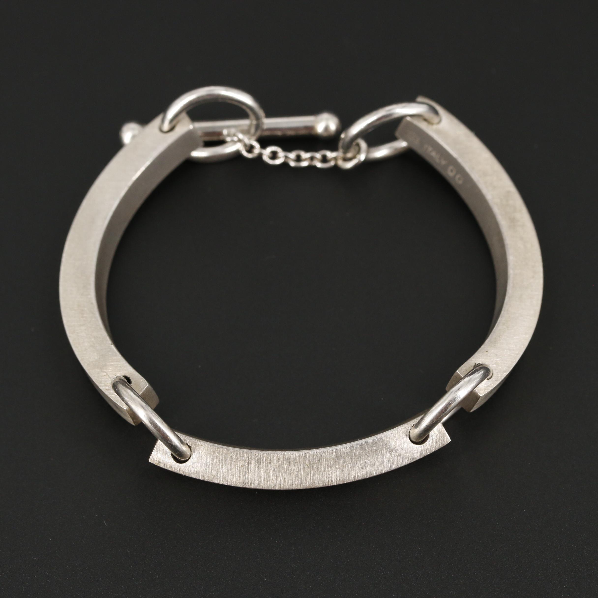 Sterling Silver Bent Bar Bracelet EBTH