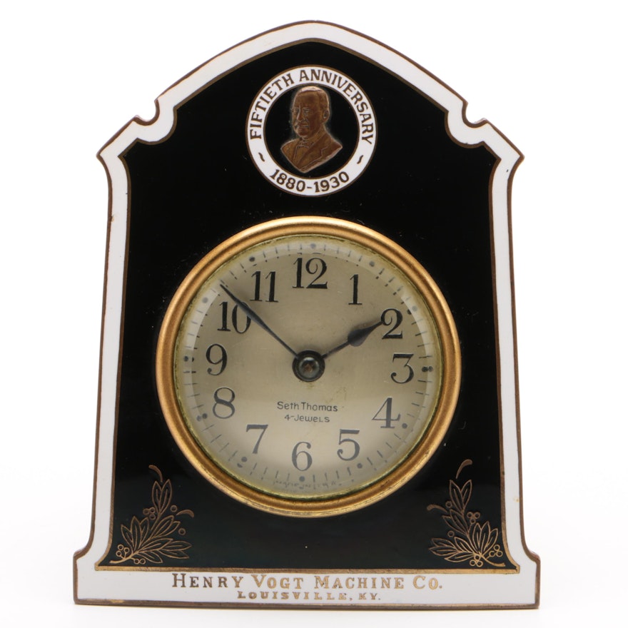 Seth Thomas Desk Clock For 50th Anniversary Of Henry Vogt Machine