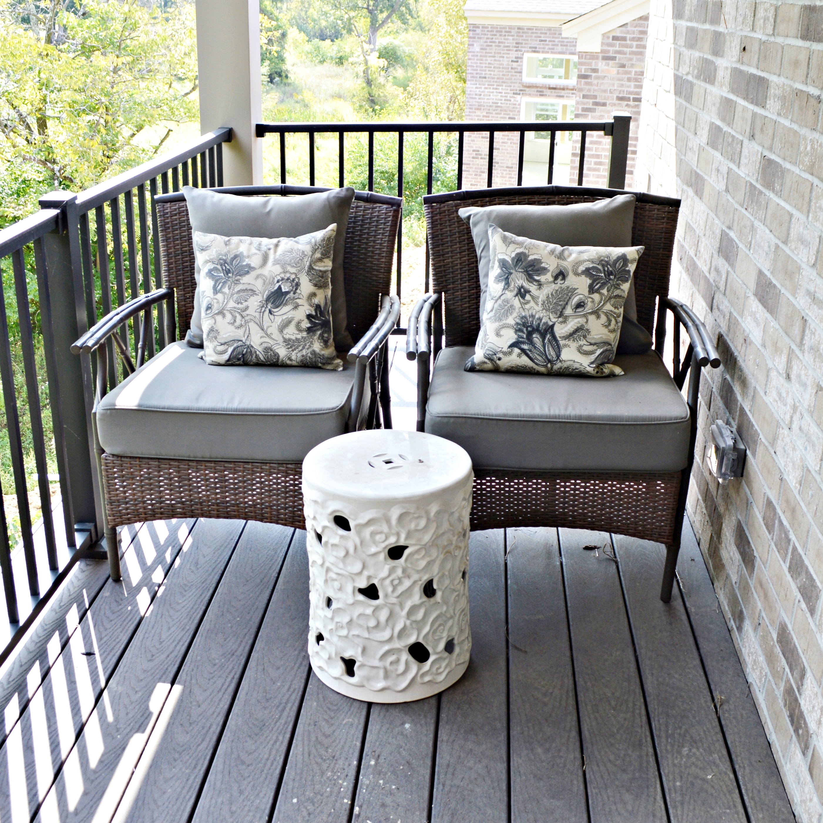 Panama Jack Patio Chairs And Ceramic Garden Stool Contemporary Ebth