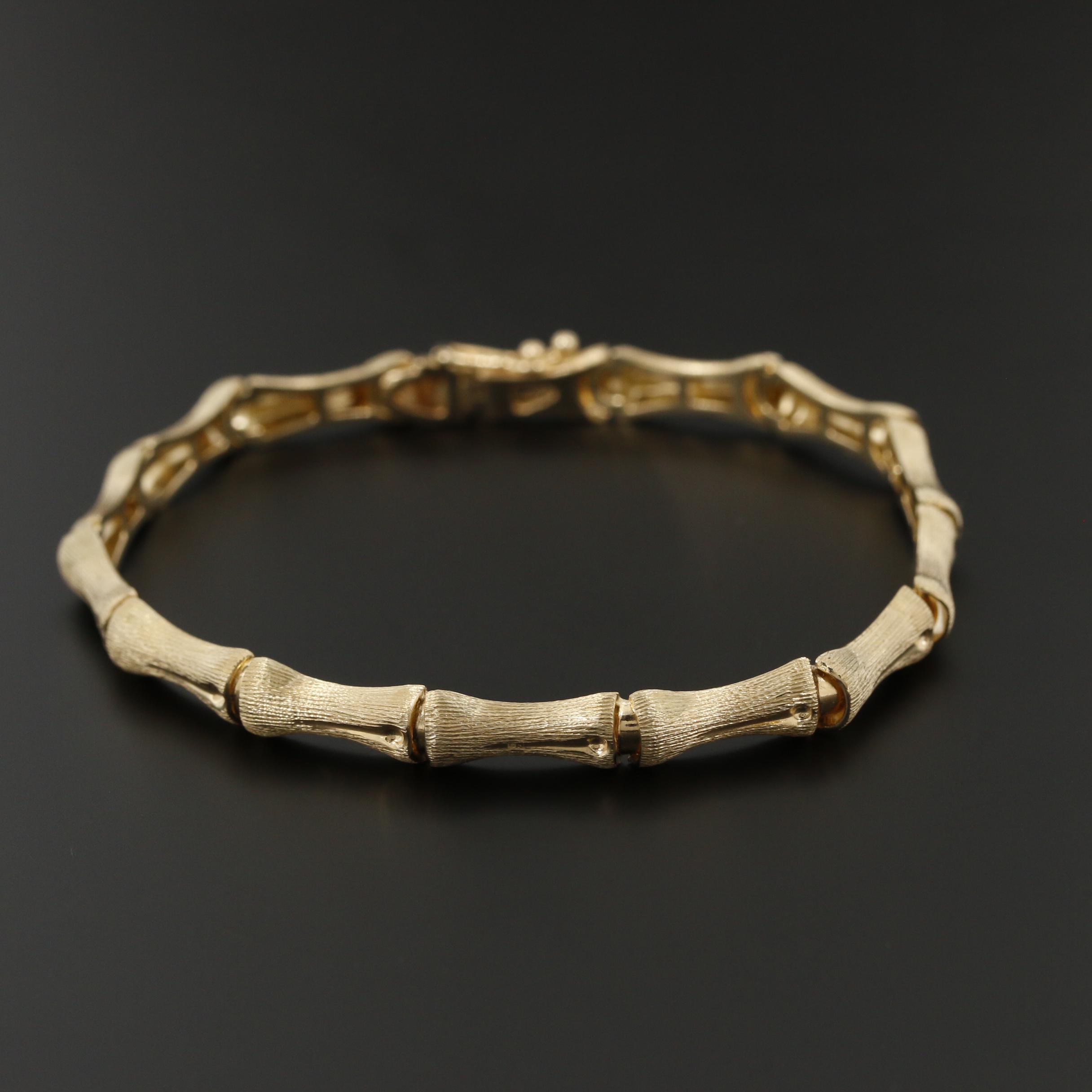 14K Yellow Gold Bamboo Style Bracelet EBTH