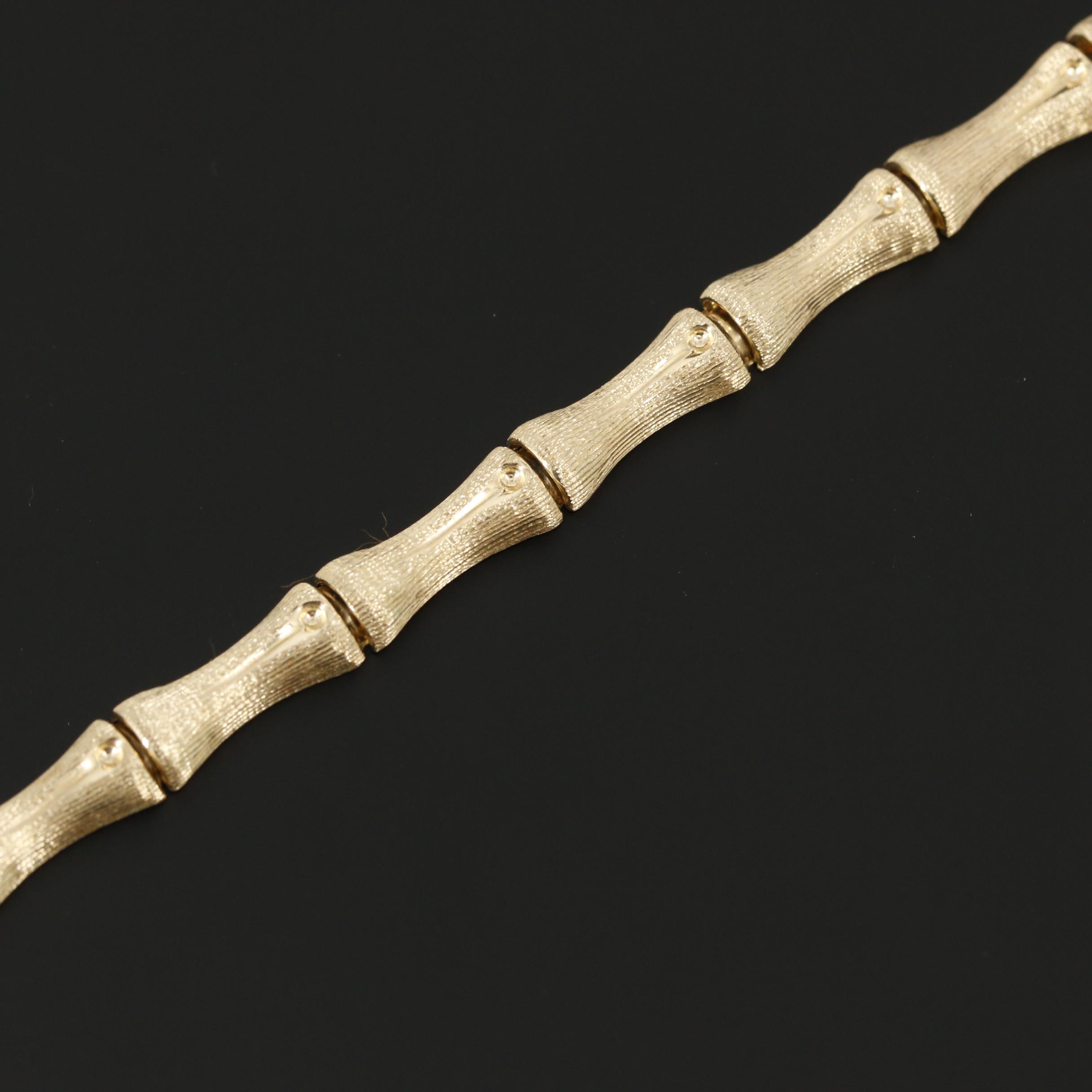 14K Yellow Gold Bamboo Style Bracelet EBTH