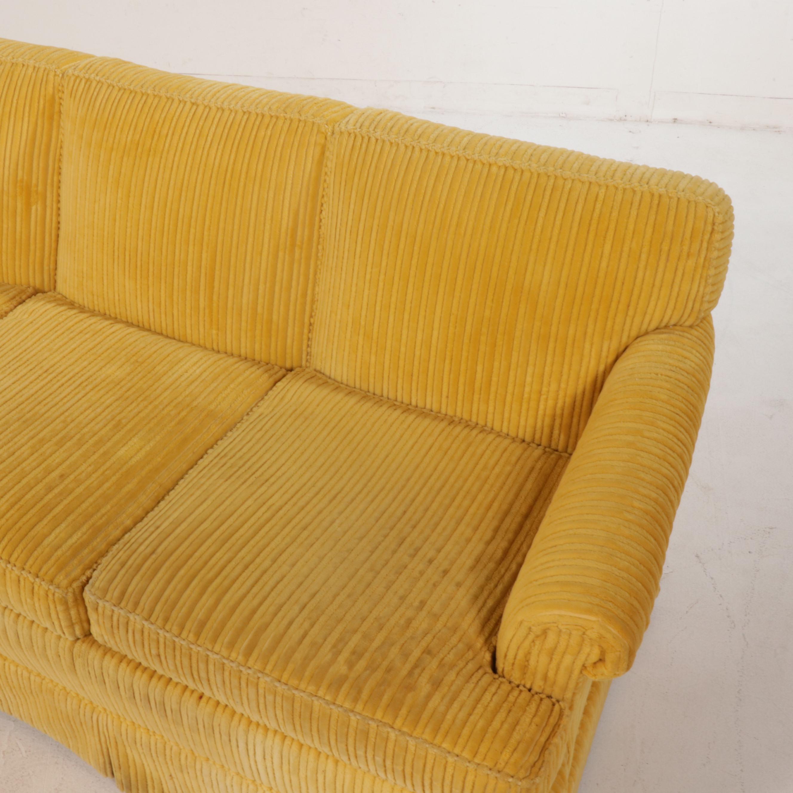 Sherill Furniture Yellow Corduroy Sofa, Mid20th Century EBTH