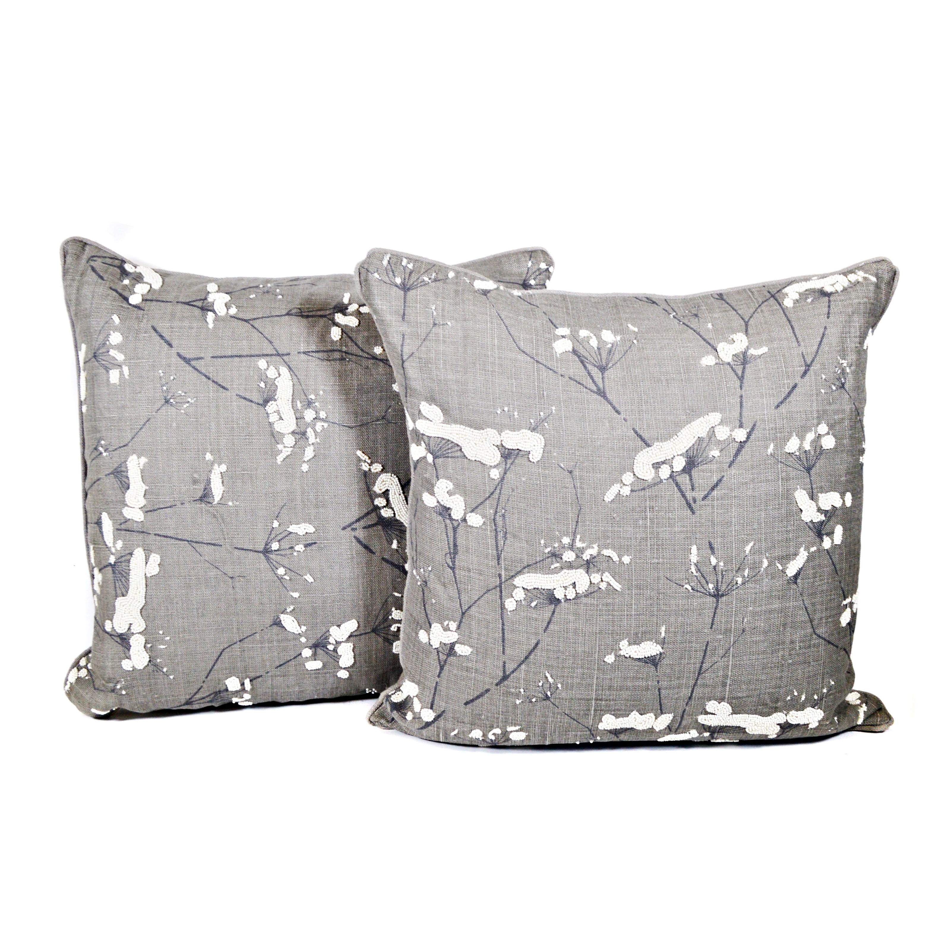 Candice Olson By Surya Gray Beaded Accent Pillows Ebth