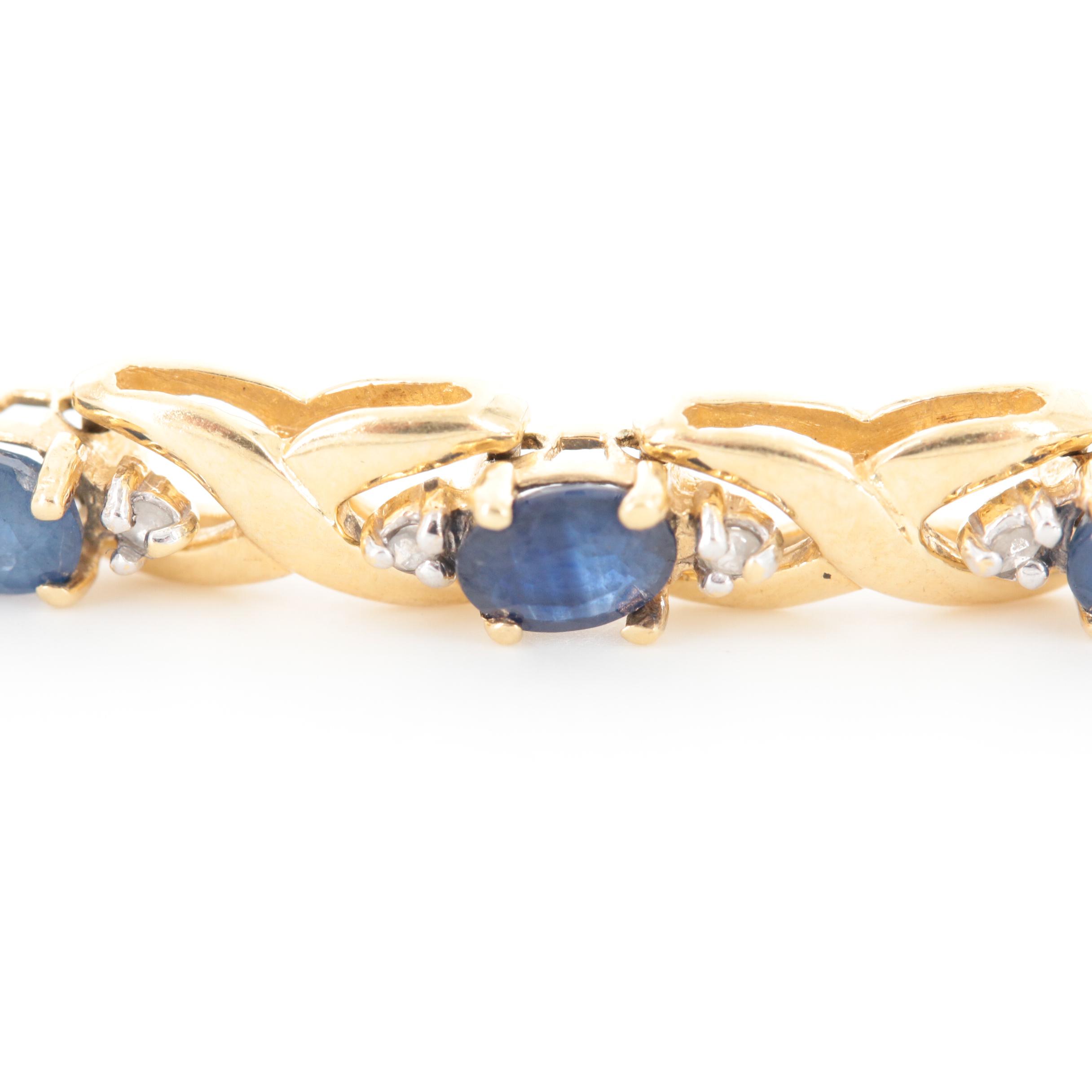 14K Yellow Gold Sapphire and Diamond "XO" Bracelet EBTH