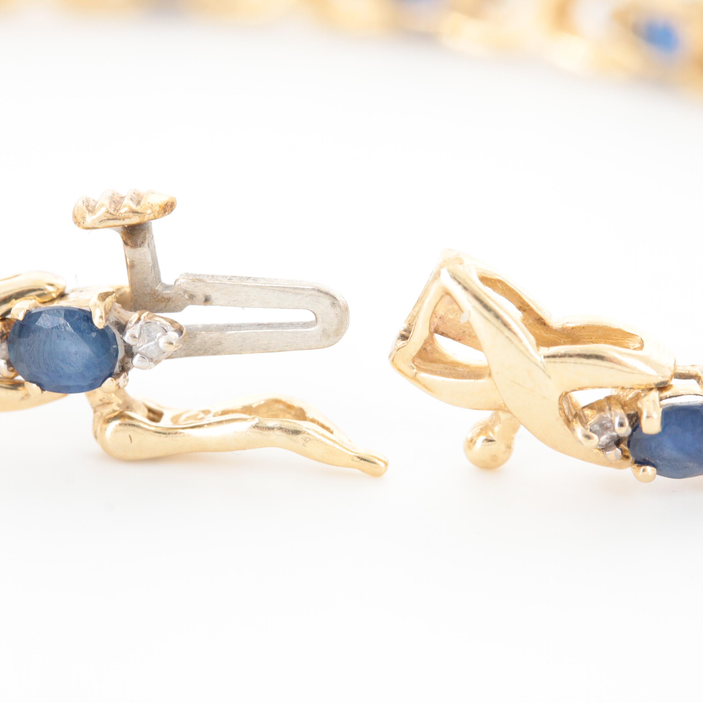 14K Yellow Gold Sapphire and Diamond "XO" Bracelet EBTH