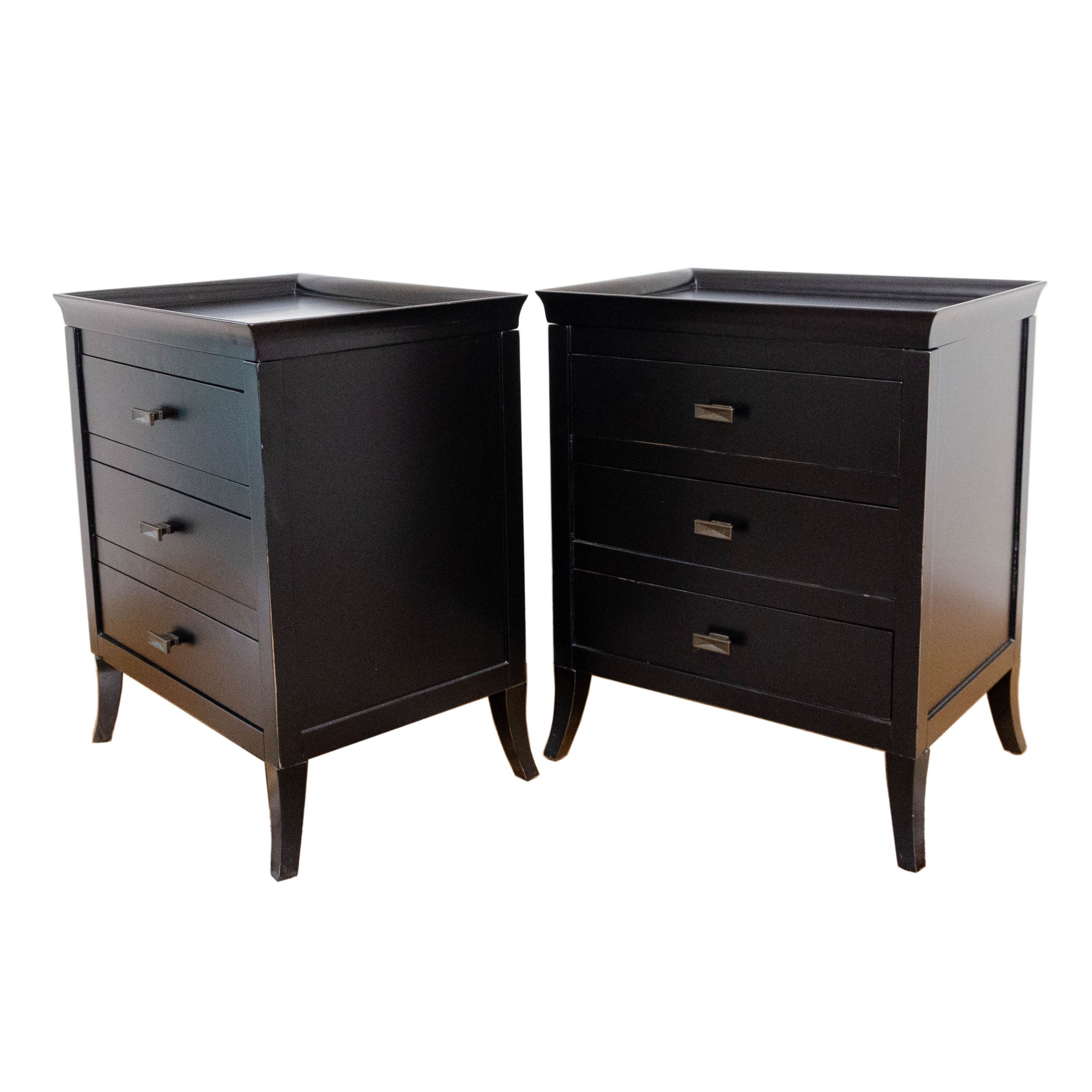 Pair Of Contemporary Three Drawer Nightstands In Espresso Finish Ebth