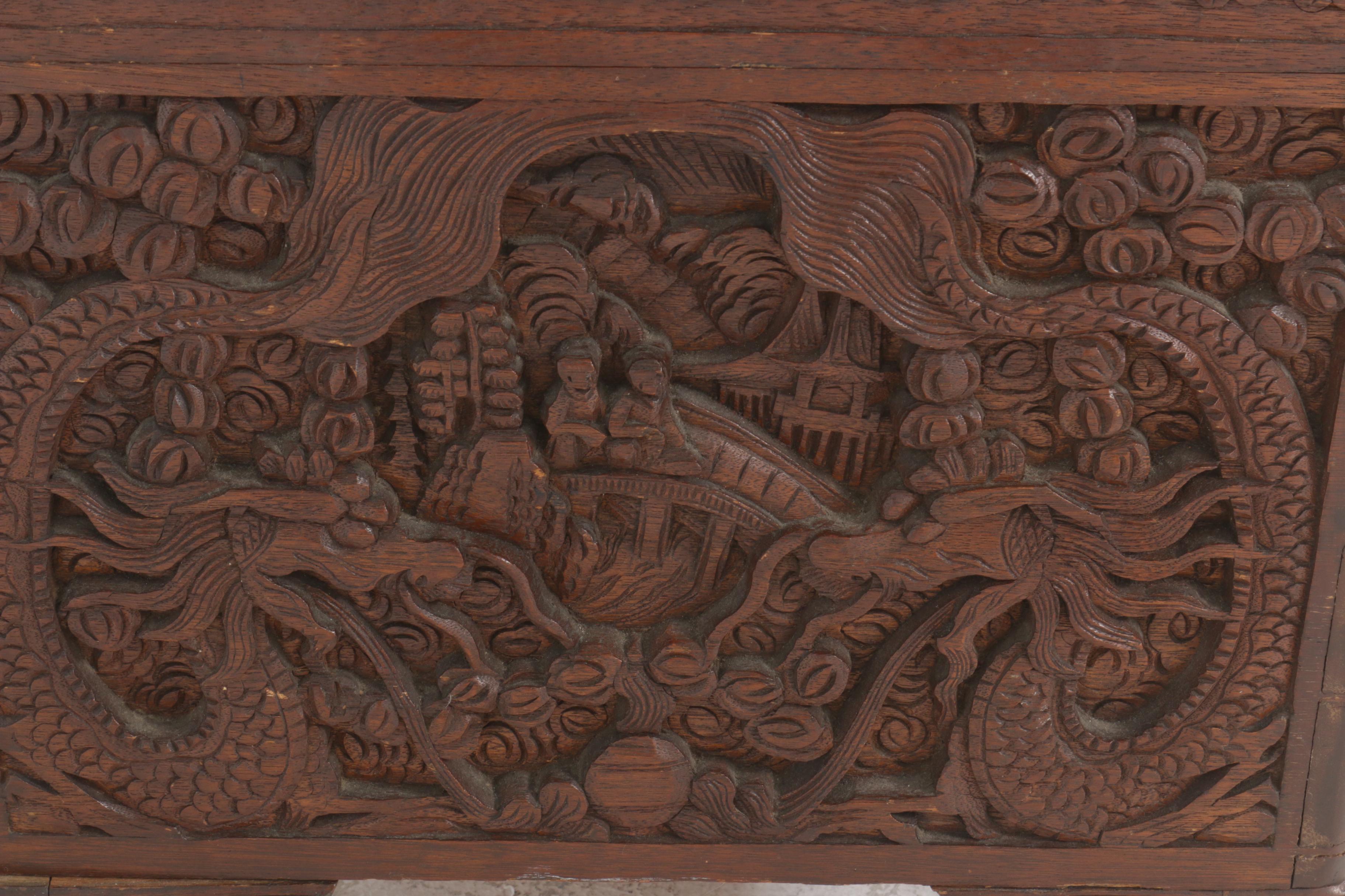 Golden Dragon Company Asian Inspired Hand Carved Camphor Wooden Chest