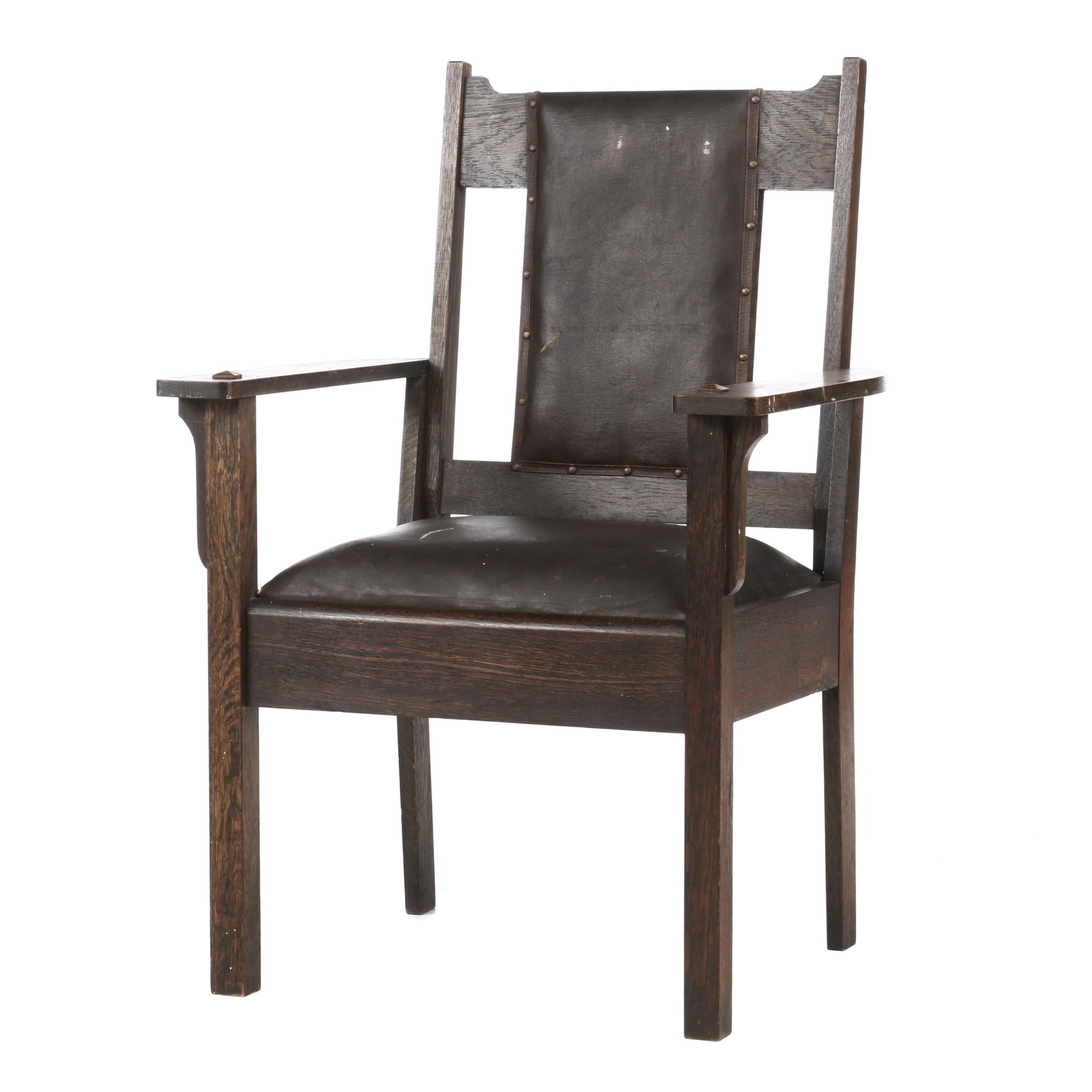 Arts And Crafts Oak Open Armchair Early 20th Century Ebth