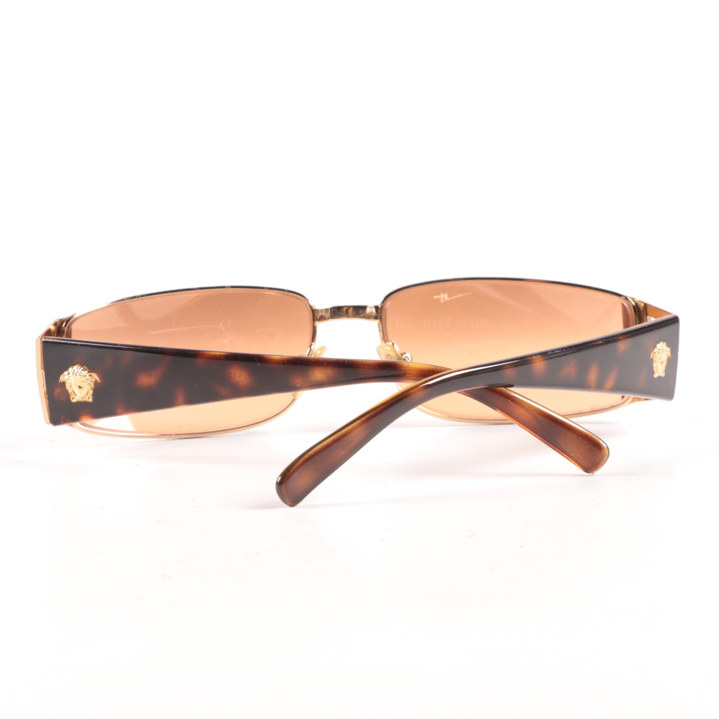 Versace 2021 Sunglasses with Havana Stems and Medusa Head Accents EBTH