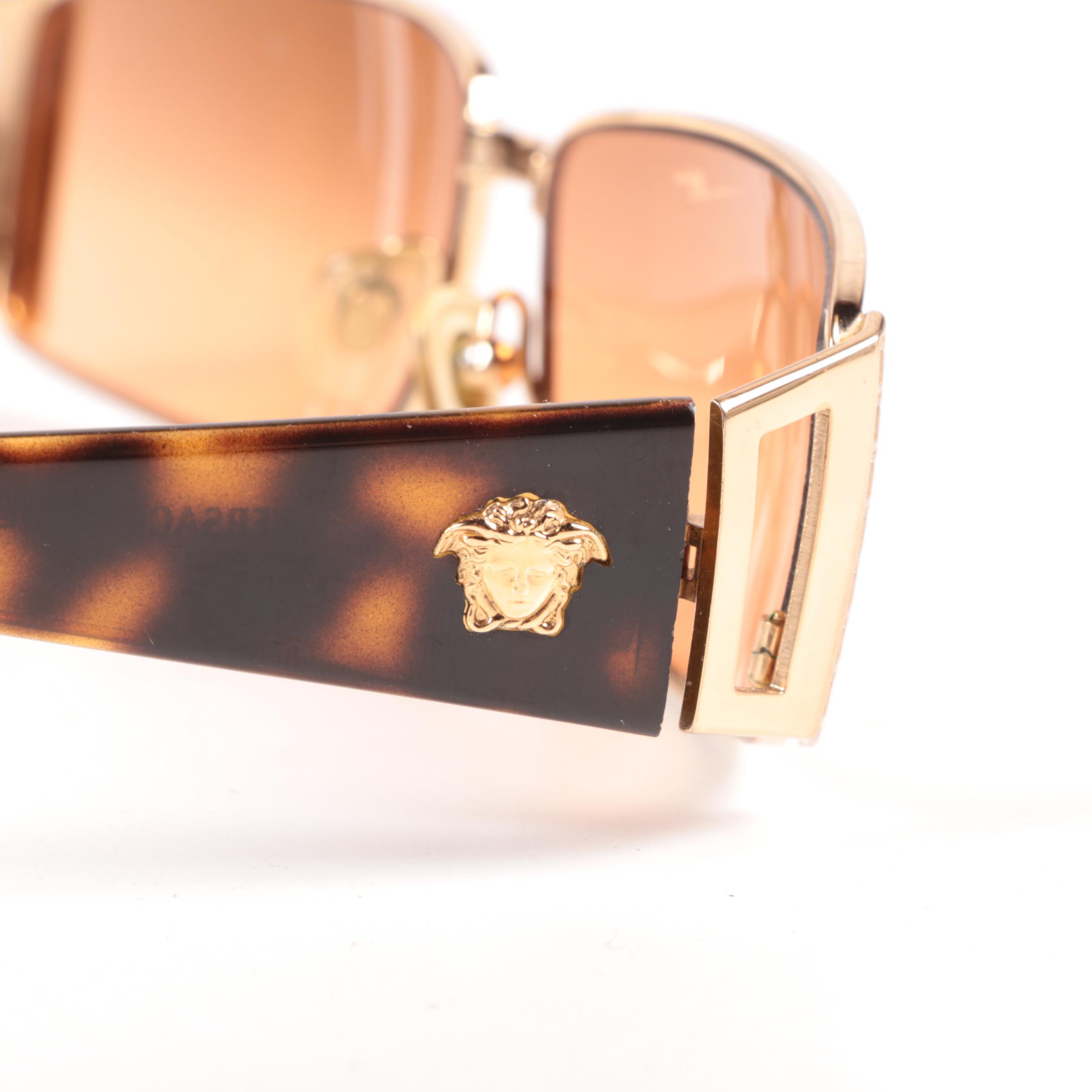 Versace 2021 Sunglasses with Havana Stems and Medusa Head Accents EBTH