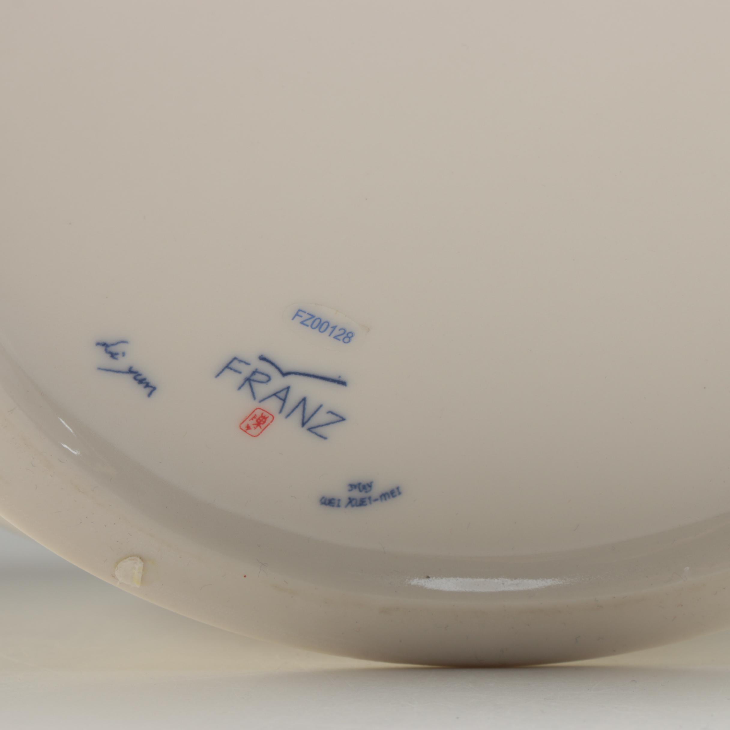 Franz Collection "Long Tail Hummingbird" Bowl Shaped Vase, Contemporary