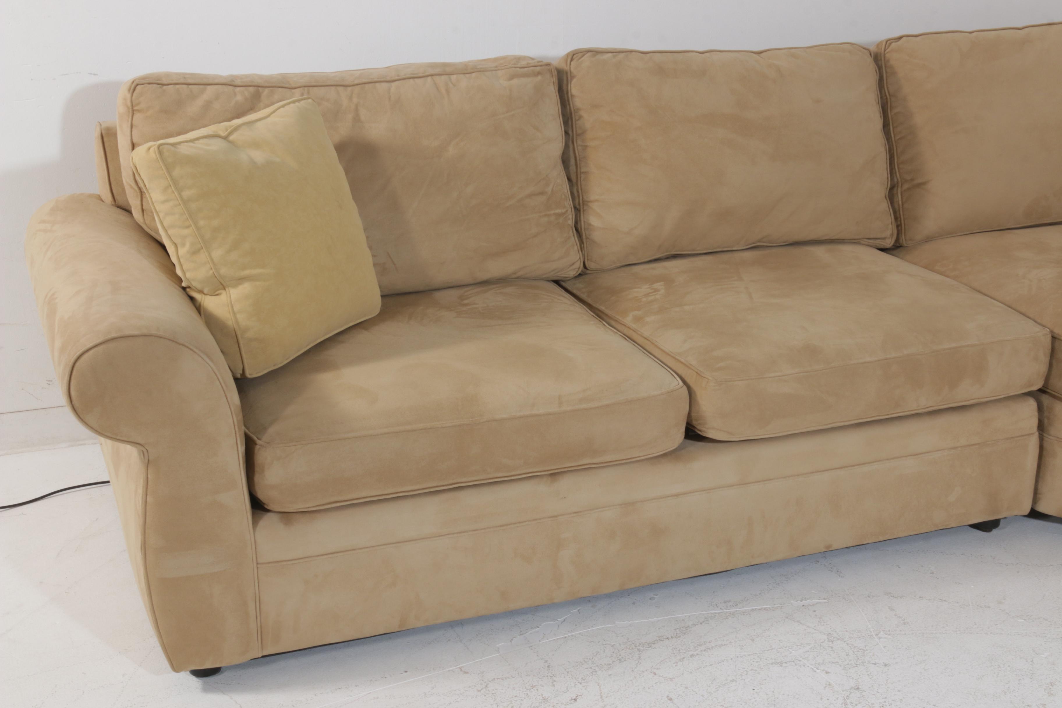 Pottery Barn Roll Arm Faux Suede 3Piece Sectional with Corner EBTH