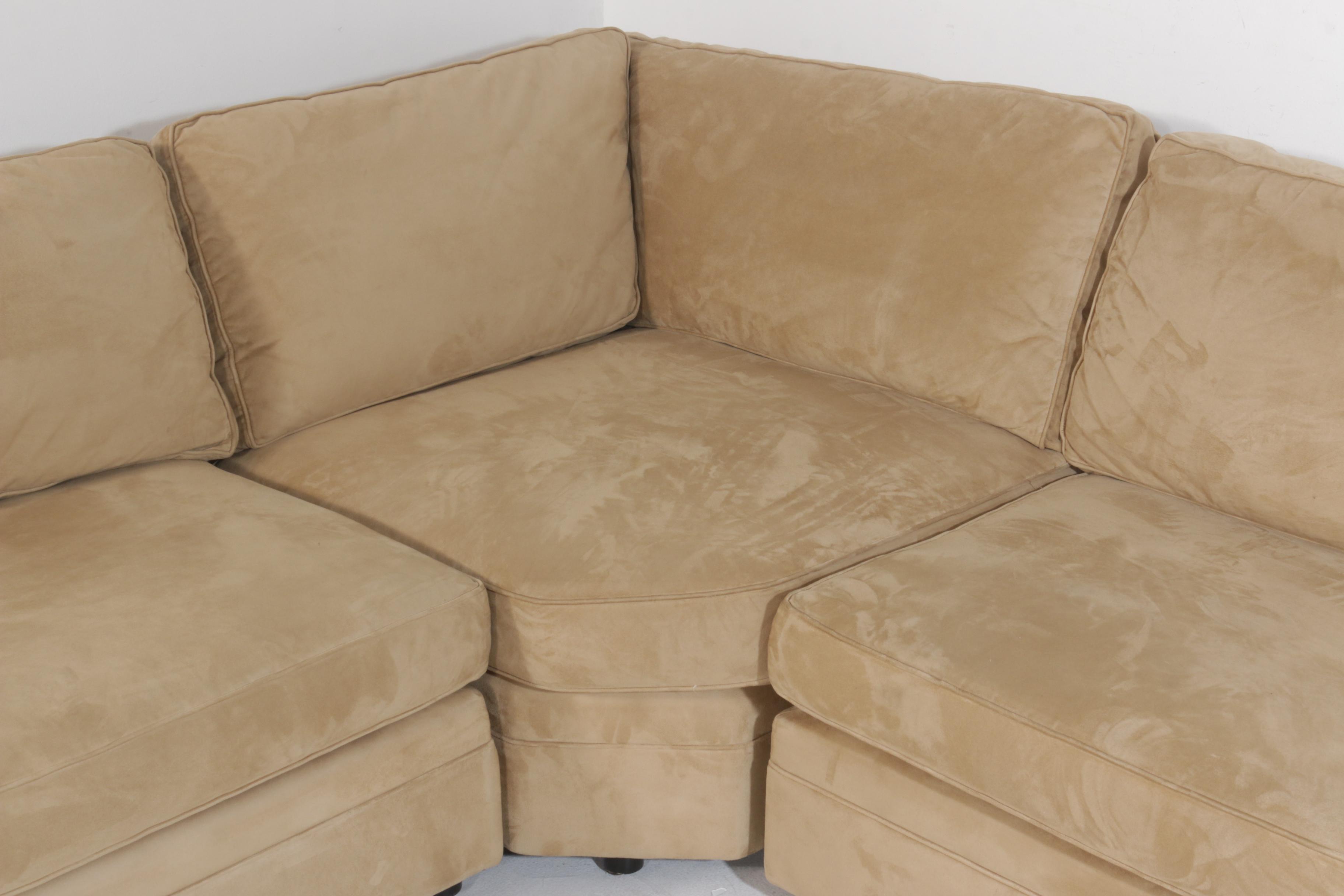 Pottery Barn Roll Arm Faux Suede 3Piece Sectional with Corner EBTH