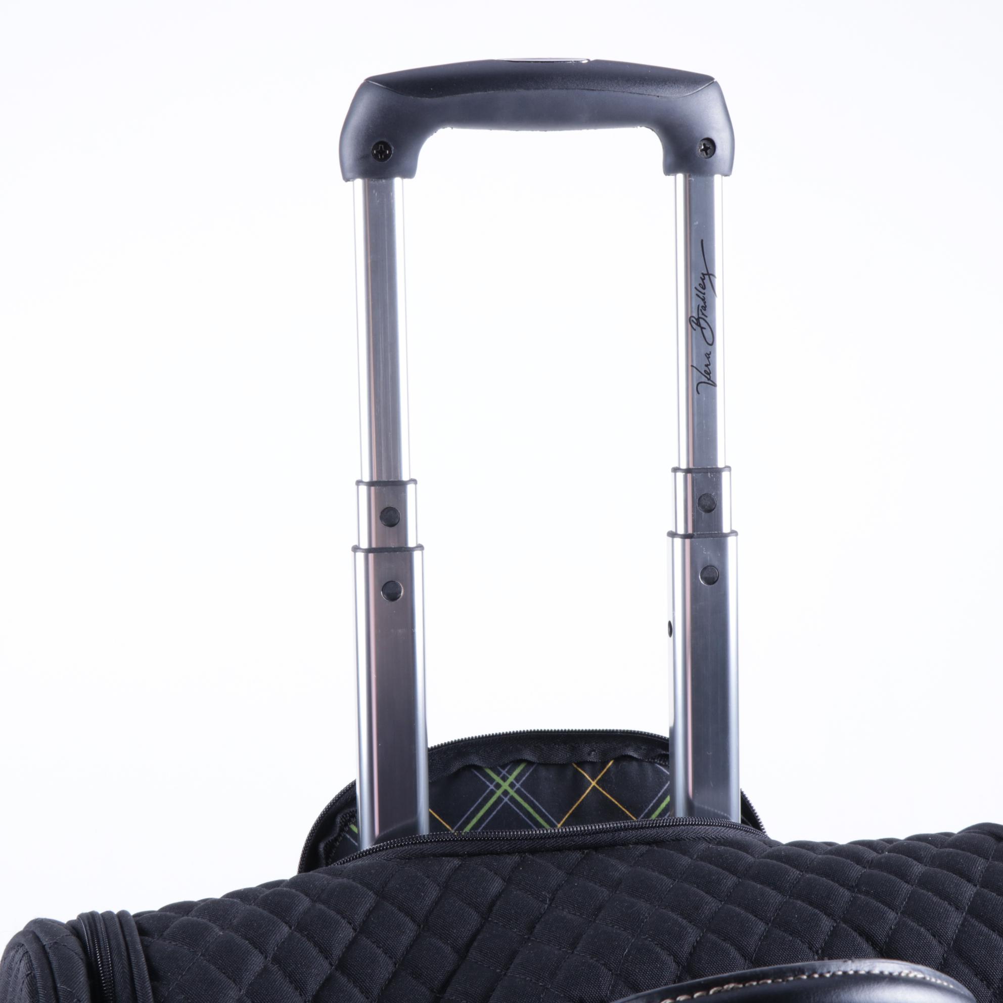 Vera Bradley Classic Black Quilted Rolling Duffel Bag with Collapsible