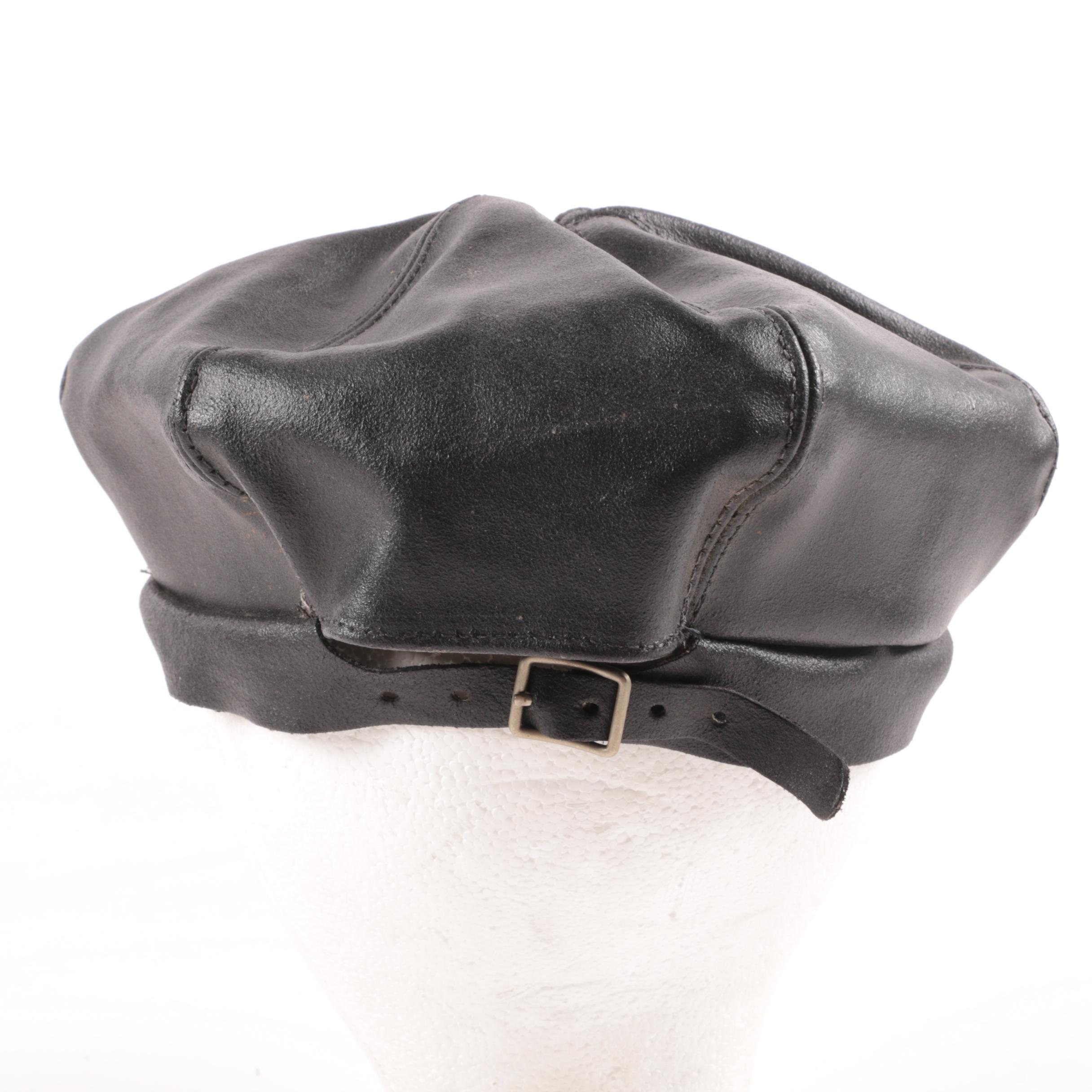 HarleyDavidson Black Leather Cap with Chain Accent, 1970s Vintage EBTH