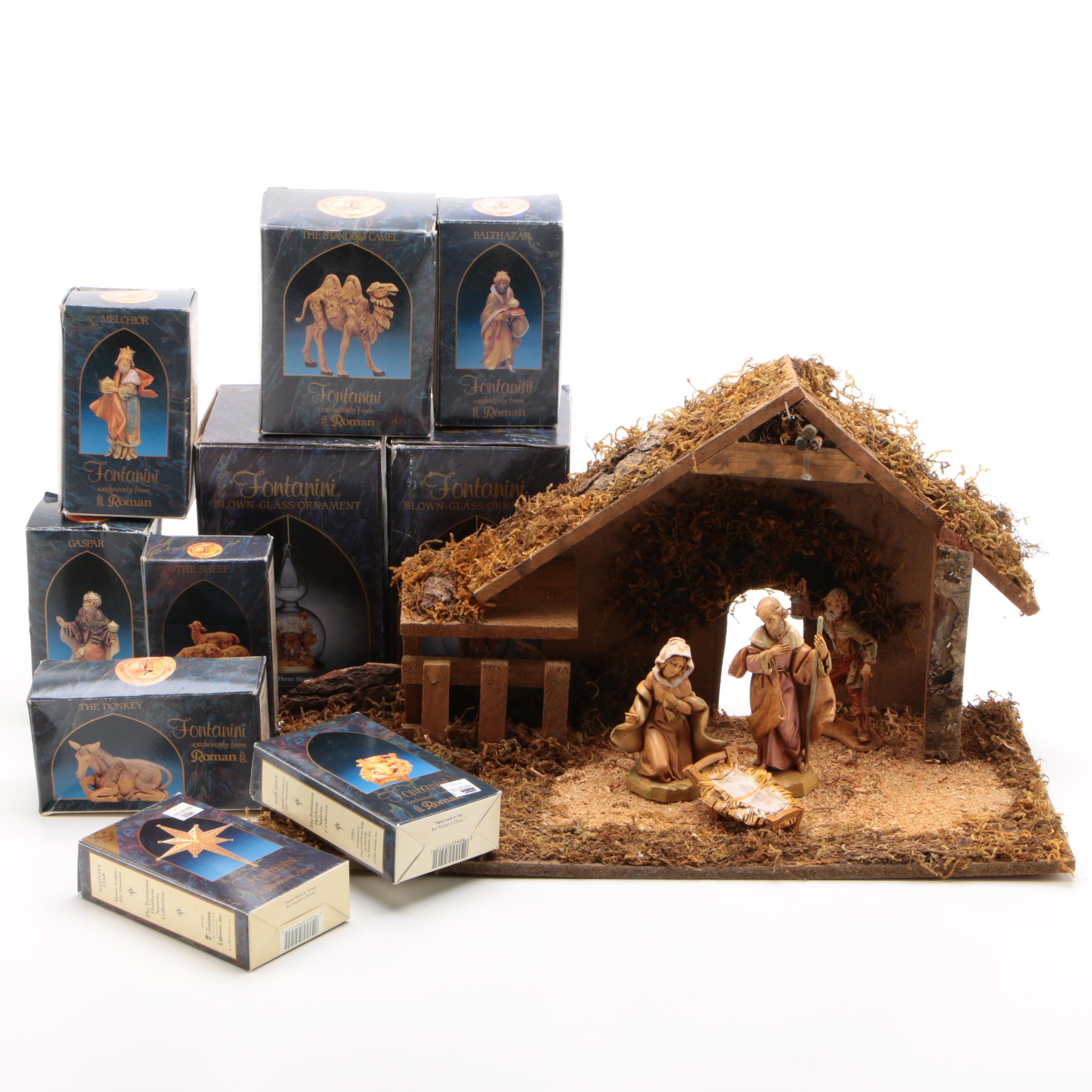 Fontanini Heirloom Nativity Set with Blown Glass Ornaments EBTH