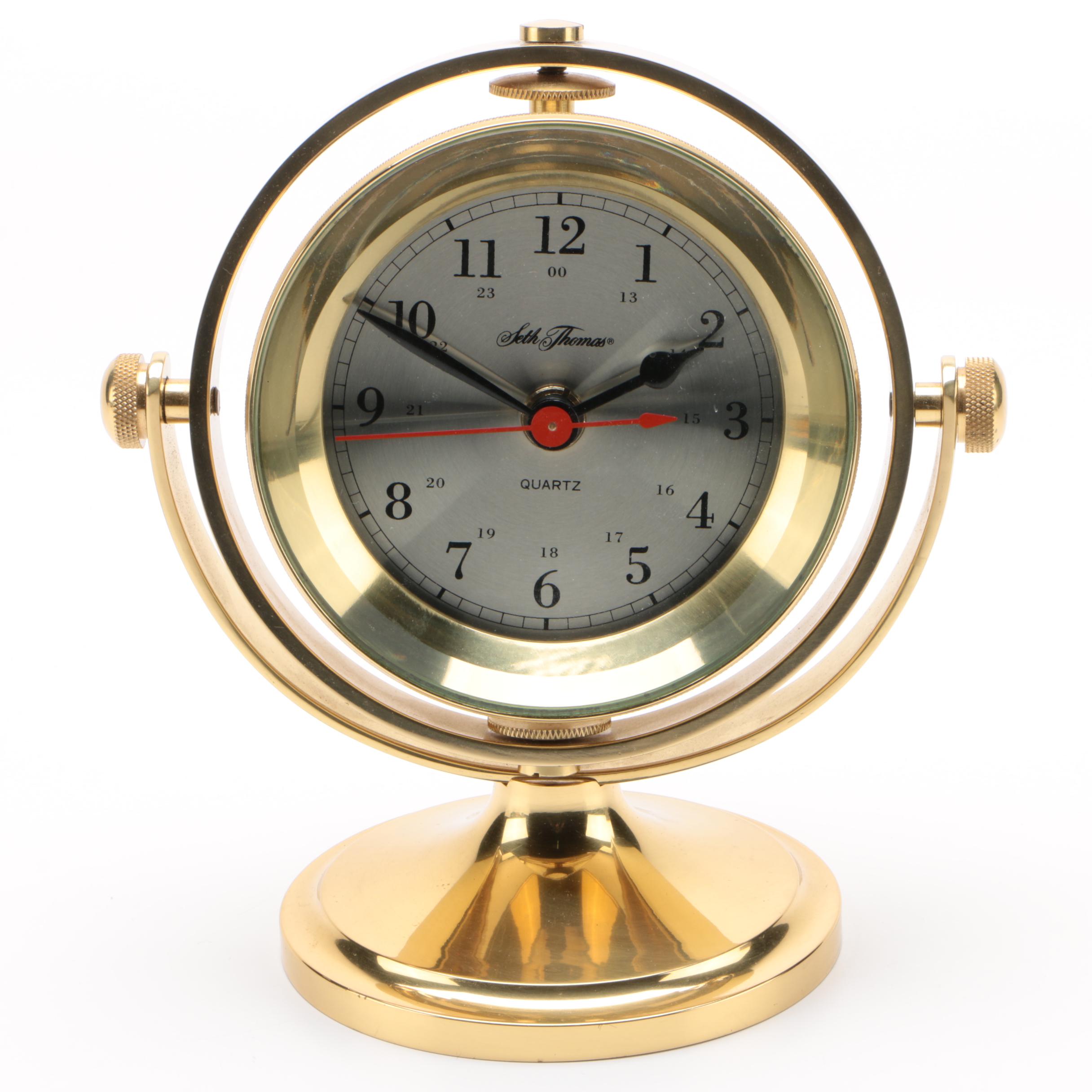 Seth Thomas Brass Schooner Nautical Desk Clock 1980s Ebth