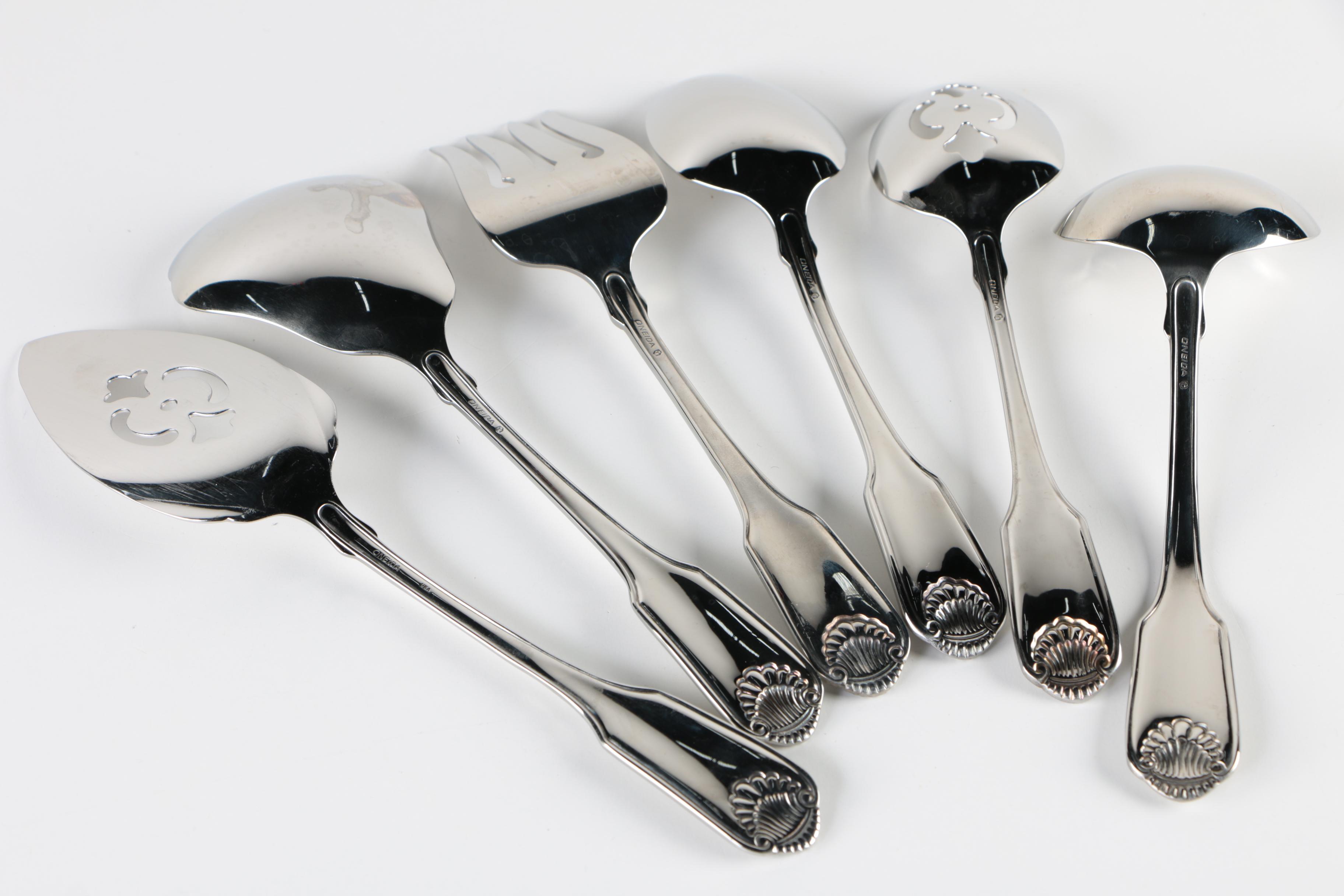 Oneida "Classic Shell" Stainless Flatware Service with "Midtowne