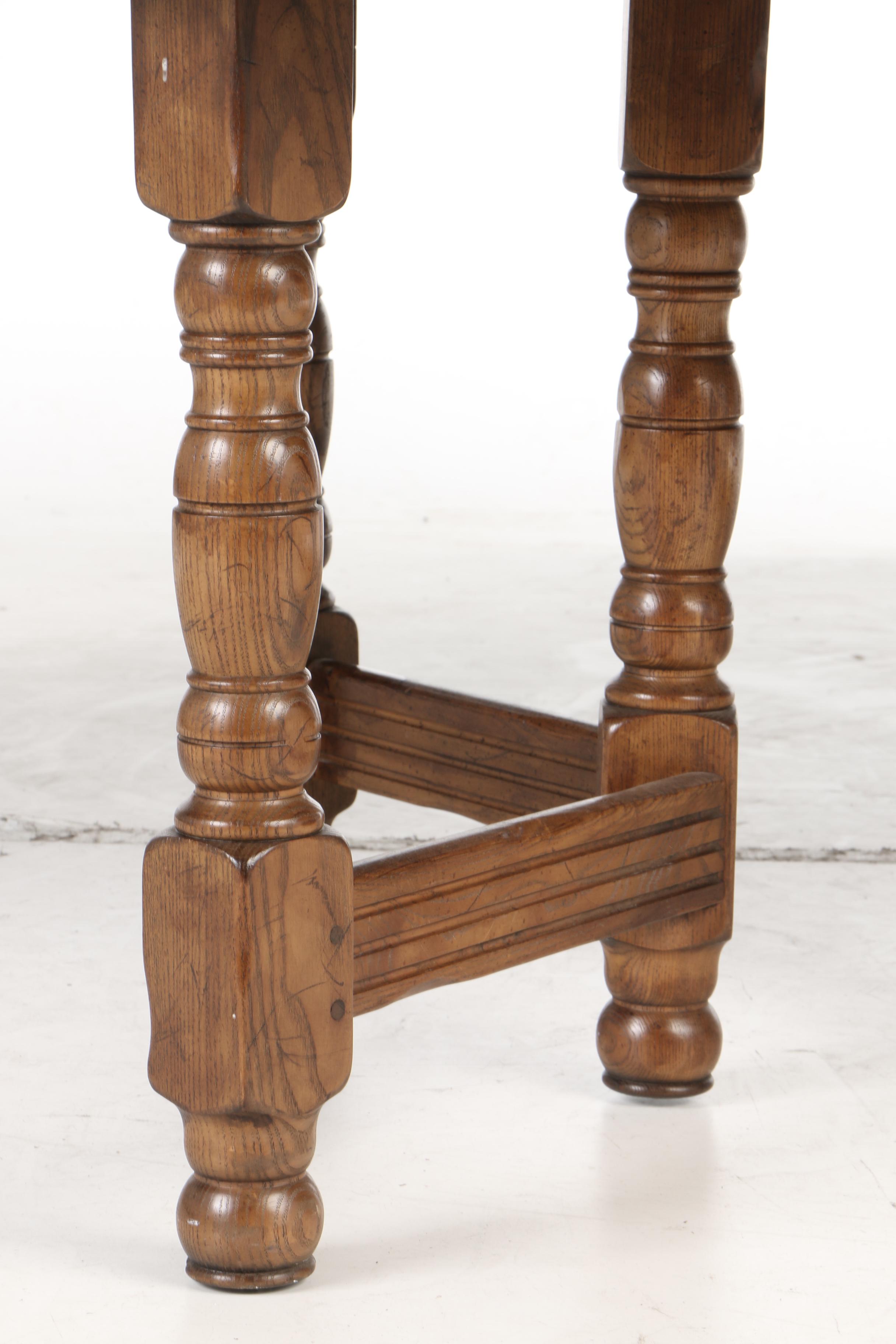Traditional Style Distressed Oak Dining Table with Chairs EBTH
