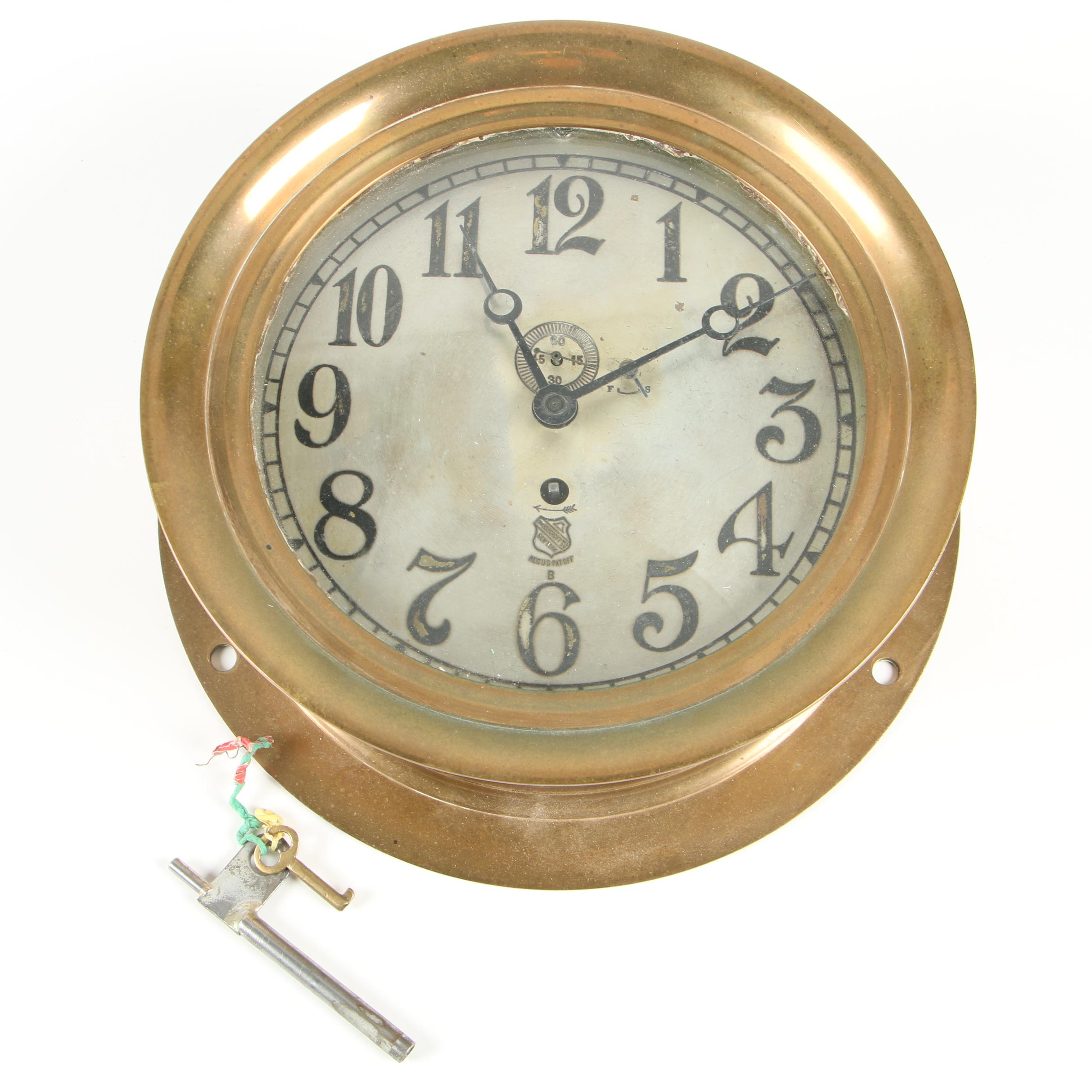 Ashcroft Brass Ship's Clock, Early to Mid 20th Century EBTH