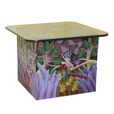 A.G. Calixtes Haitian Hand Painted Storage Box End Table A.G. Calixtes Haitian Hand Painted Storage Box End Table