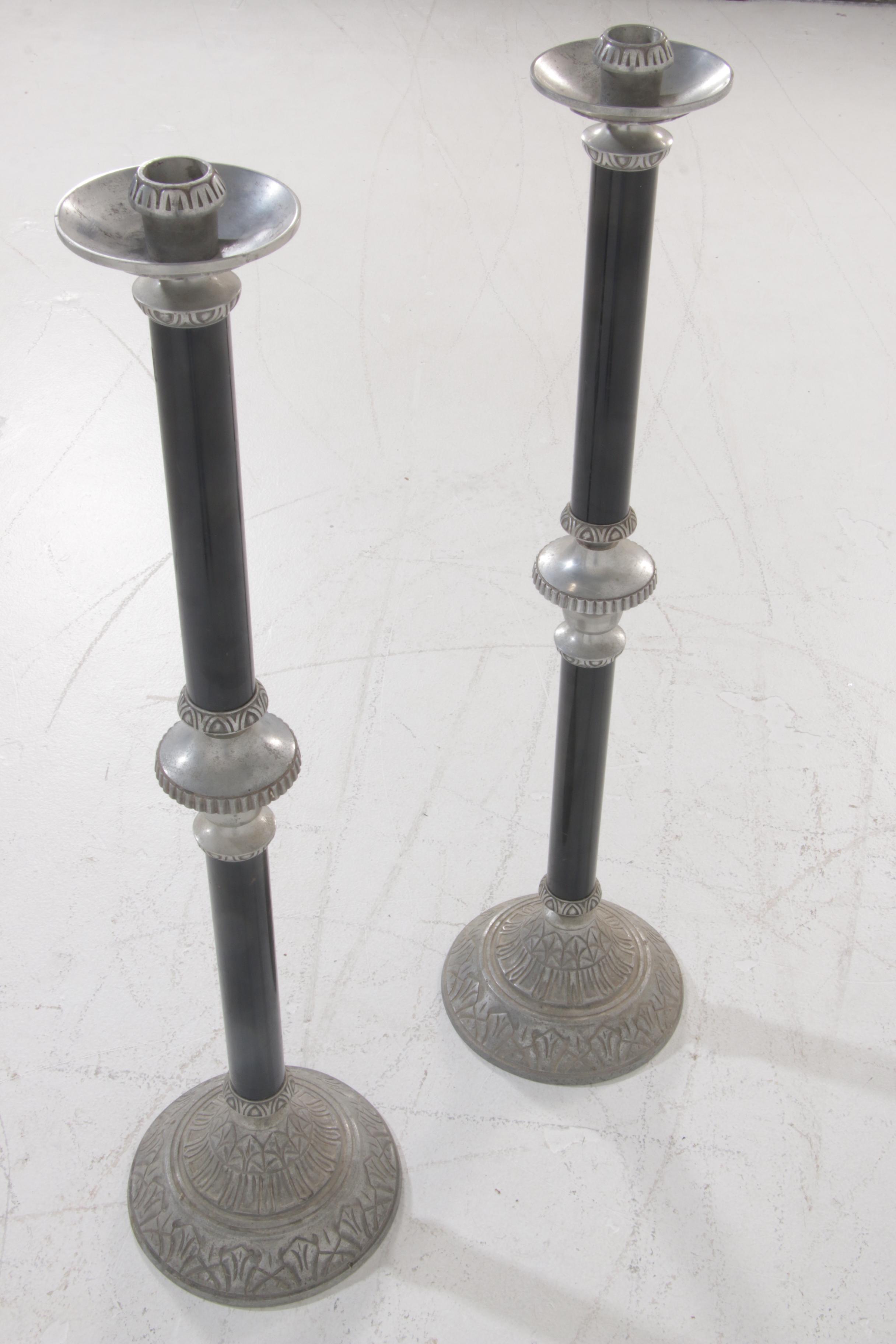 Mortuary Parlor Floor Candle Holders For Funeral, Vintage EBTH