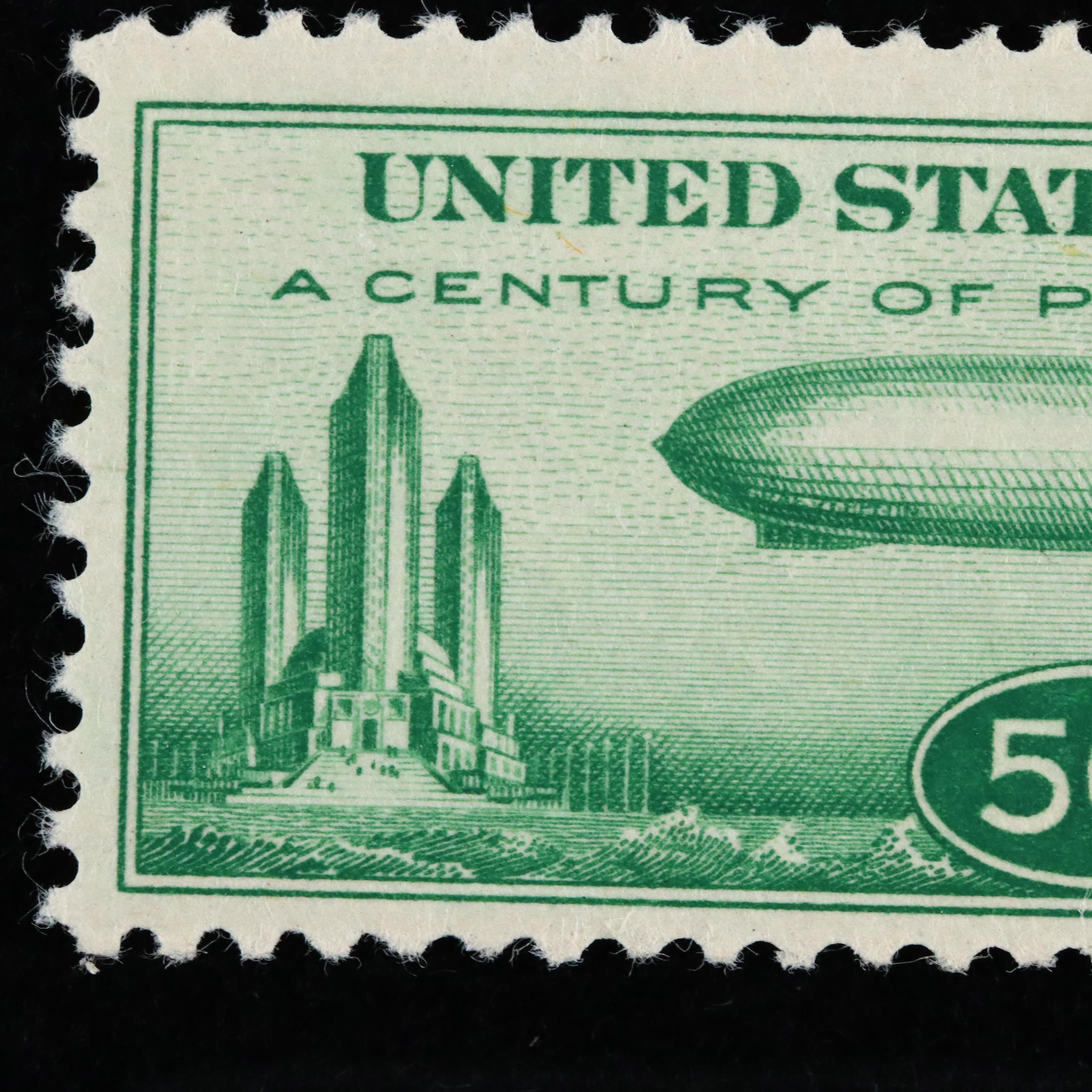 1933 Scott's C18 Fifty Cent Baby Zeppelin Airmail Stamp EBTH