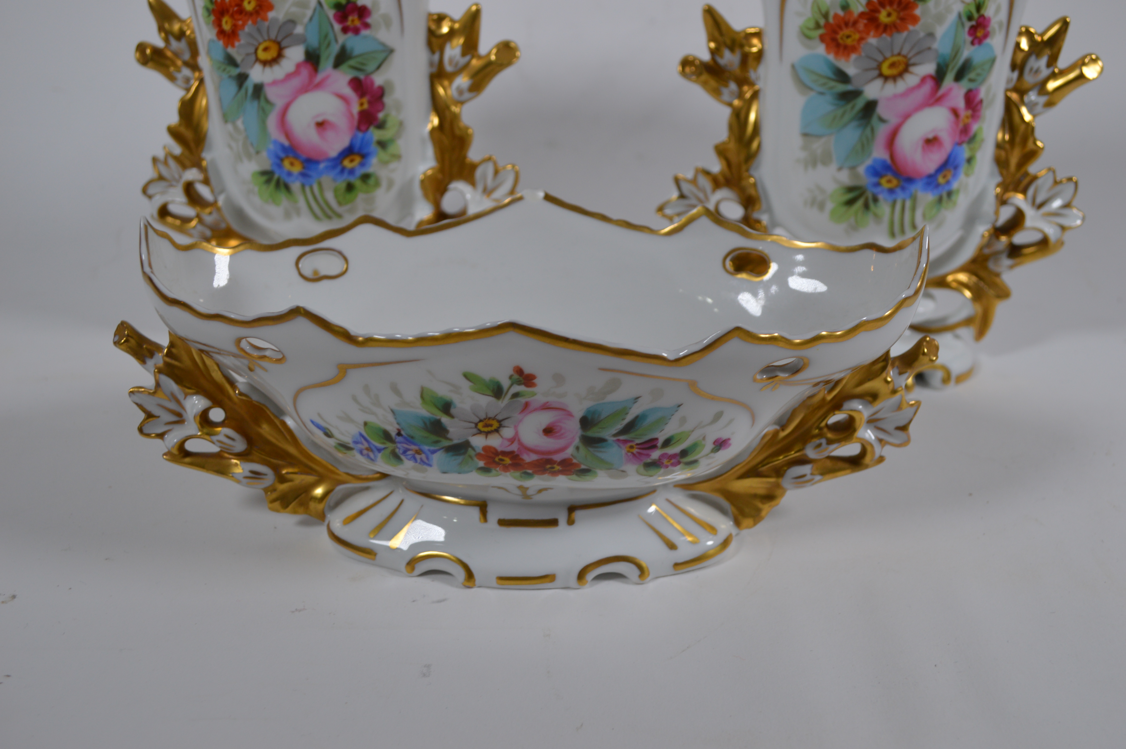 Portuguese Vista Alegre Porcelain Mantel Vases and Console Bowl