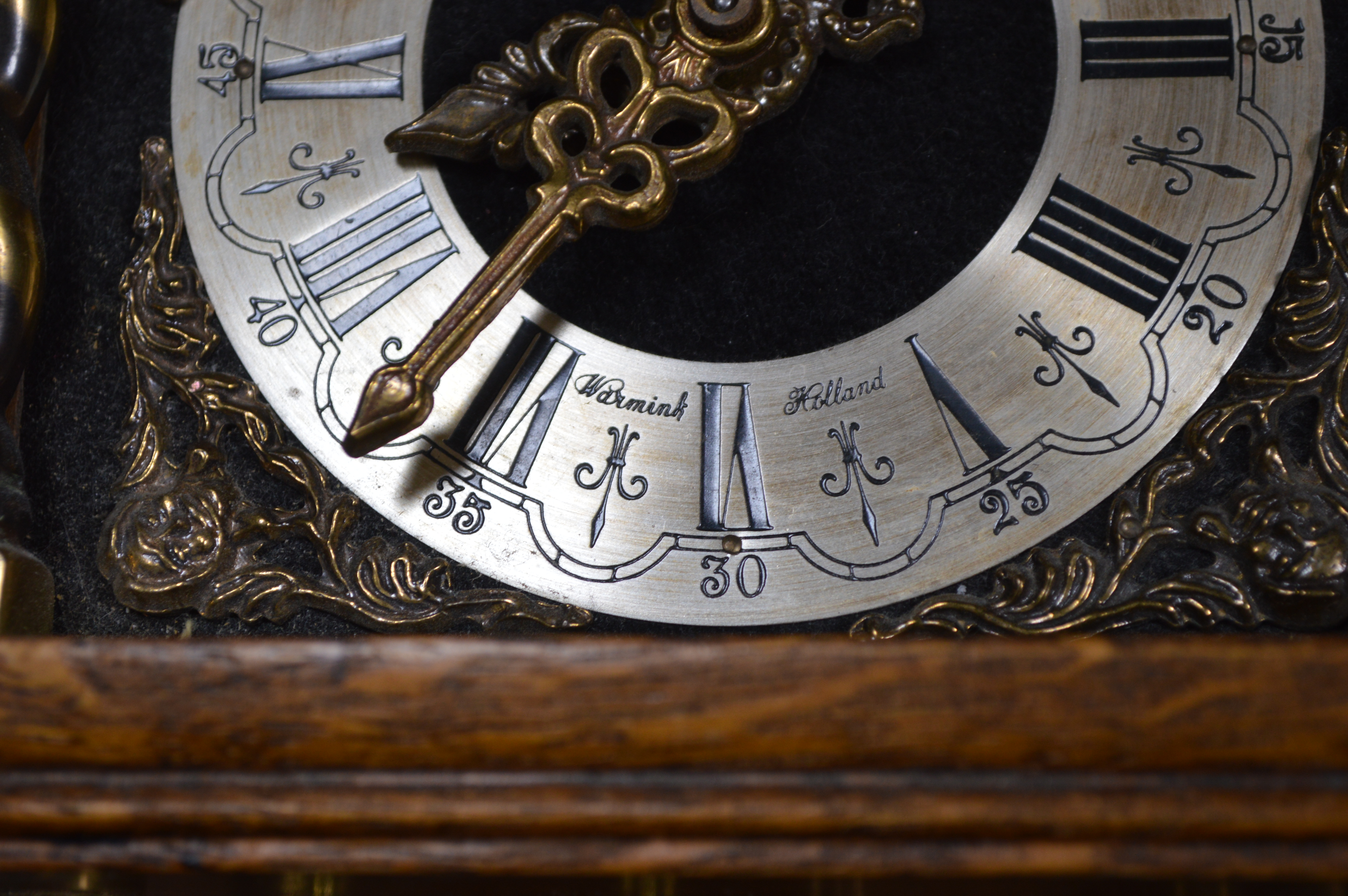 Dutch Warmink Wuba Weight Driven Pendulum Wall Clock with Brass Accents