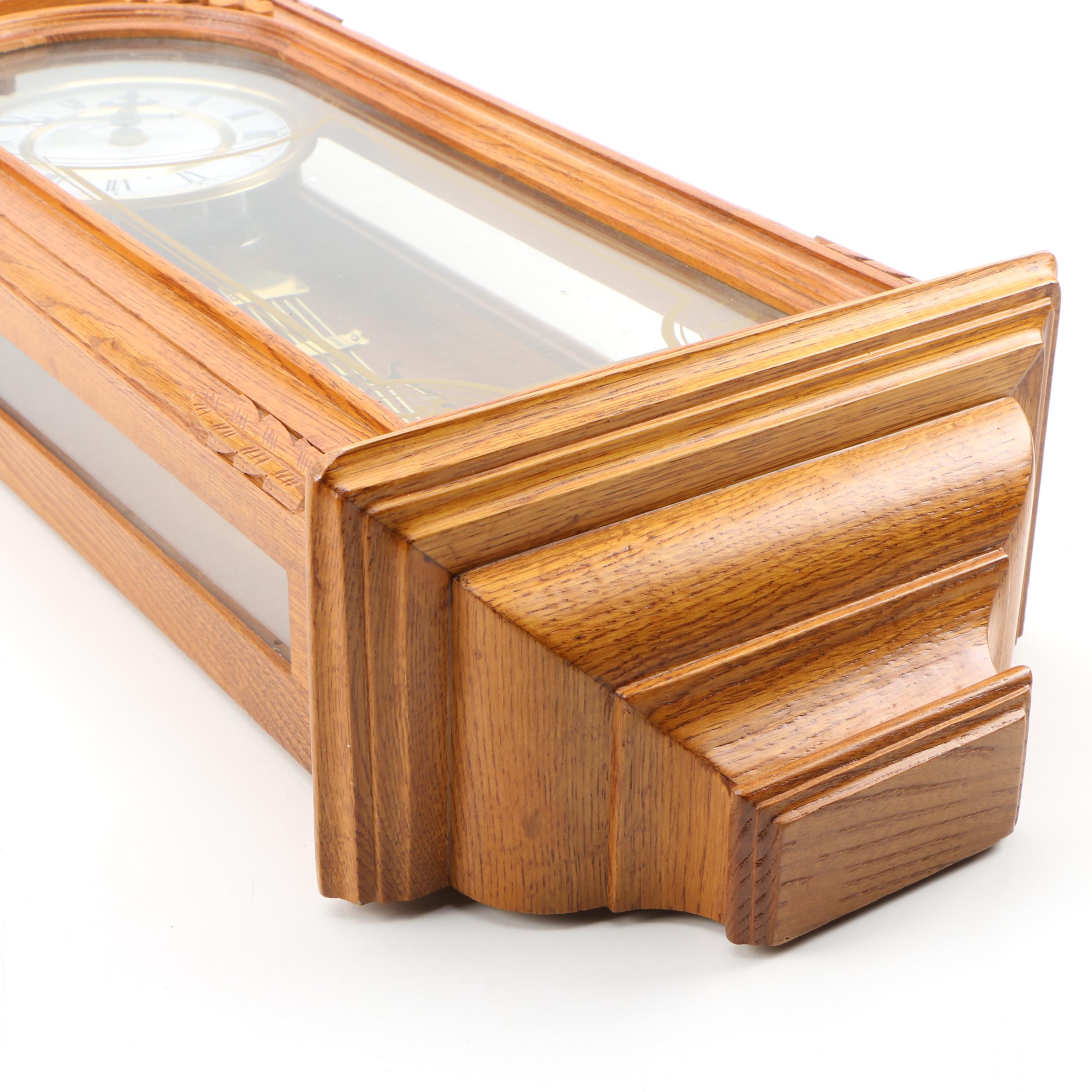 Strausbourg Manor Oak Wall Clock with Westminster Chime EBTH