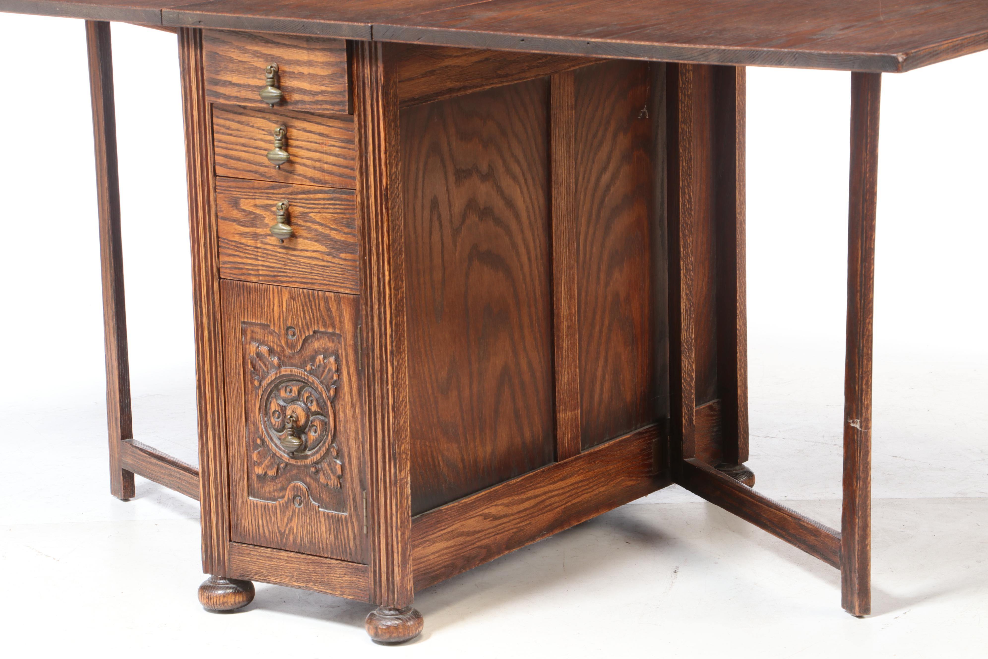Jamestown Lounge Company "Feudal Oak"Table and Chairs, 20th Century | EBTH