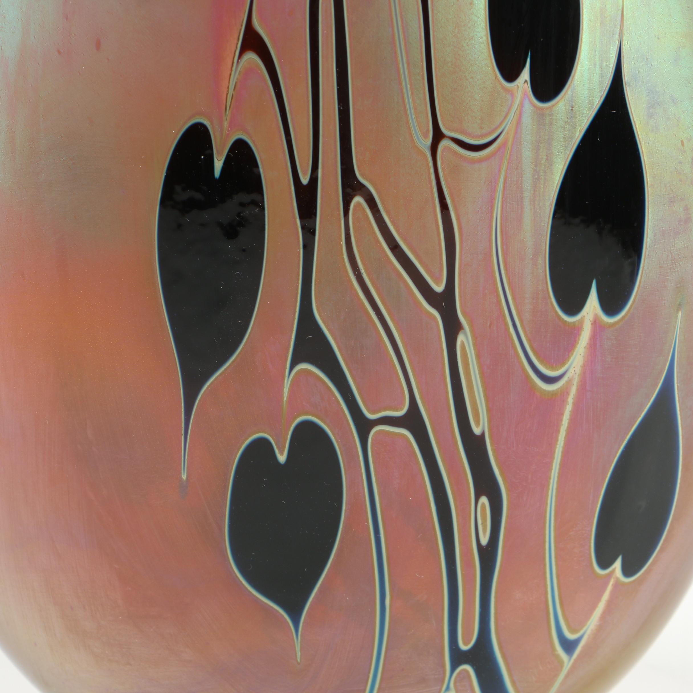 Craig Zweifel Iridescent Oval Art Glass Vase, 1984 EBTH