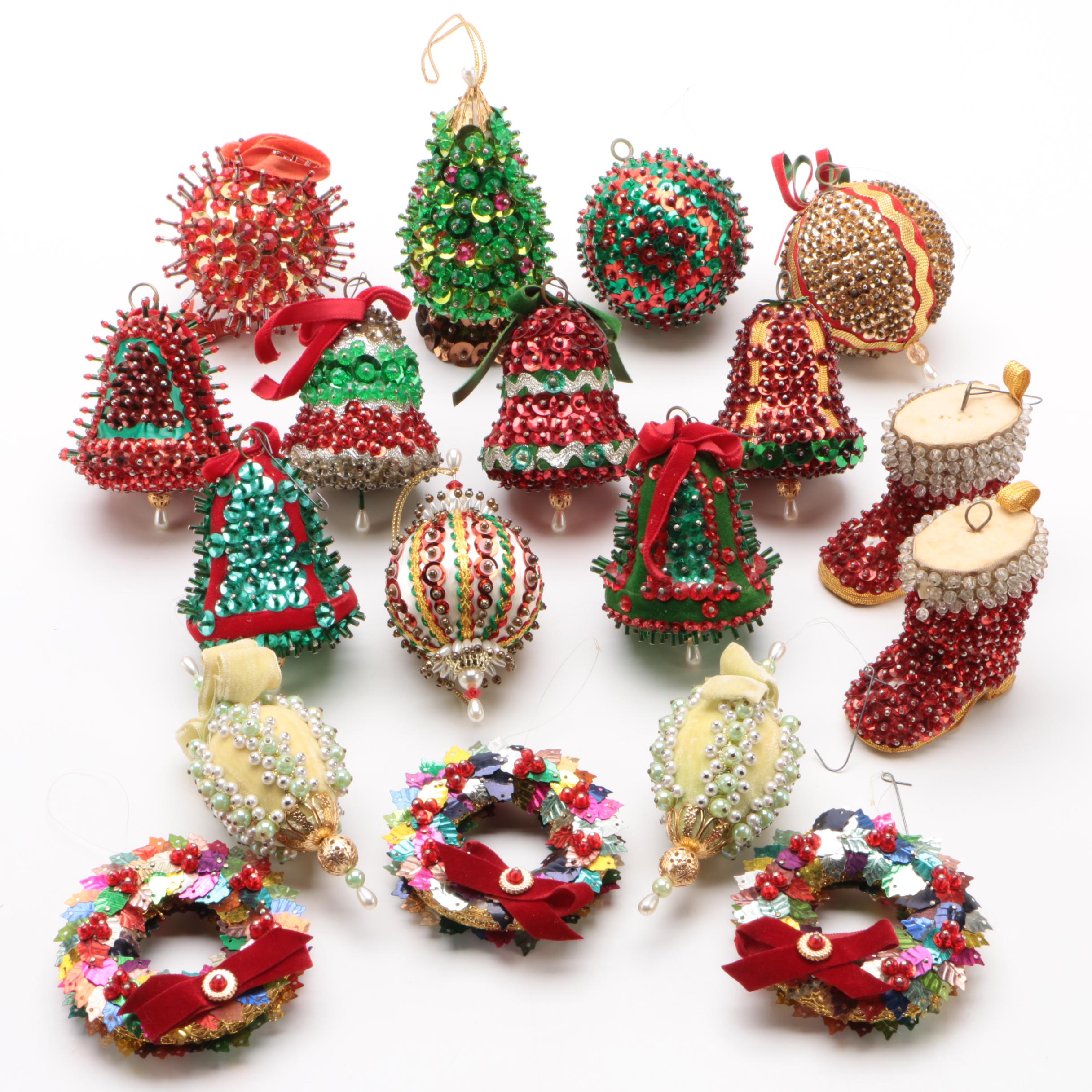 victorian beaded christmas tree ornament