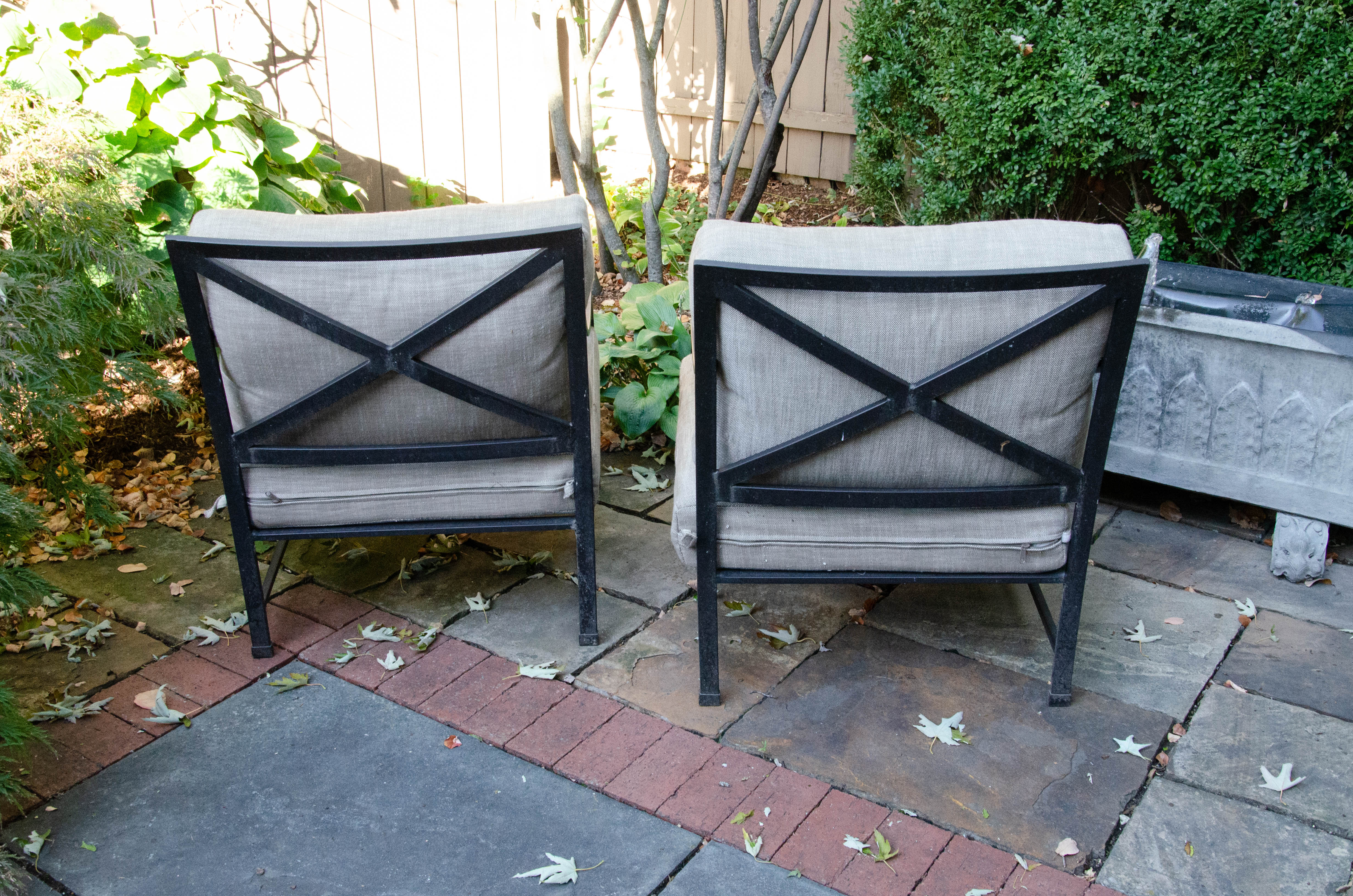 Restoration Hardware "Carmel" Wrought Iron Lounge Chairs with Cushions
