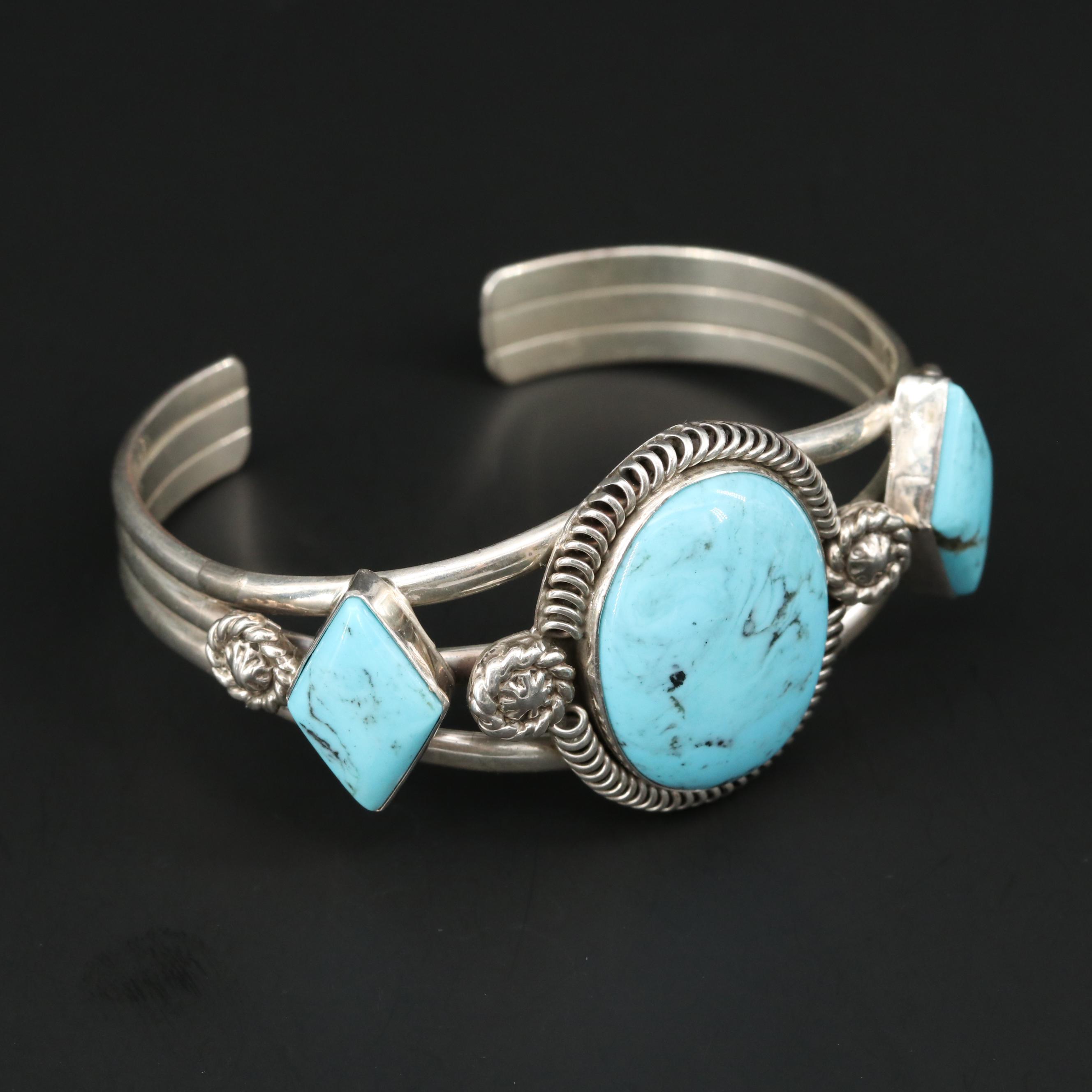 Running Bear Shop Sterling Silver Turquoise Cuff Bracelet EBTH