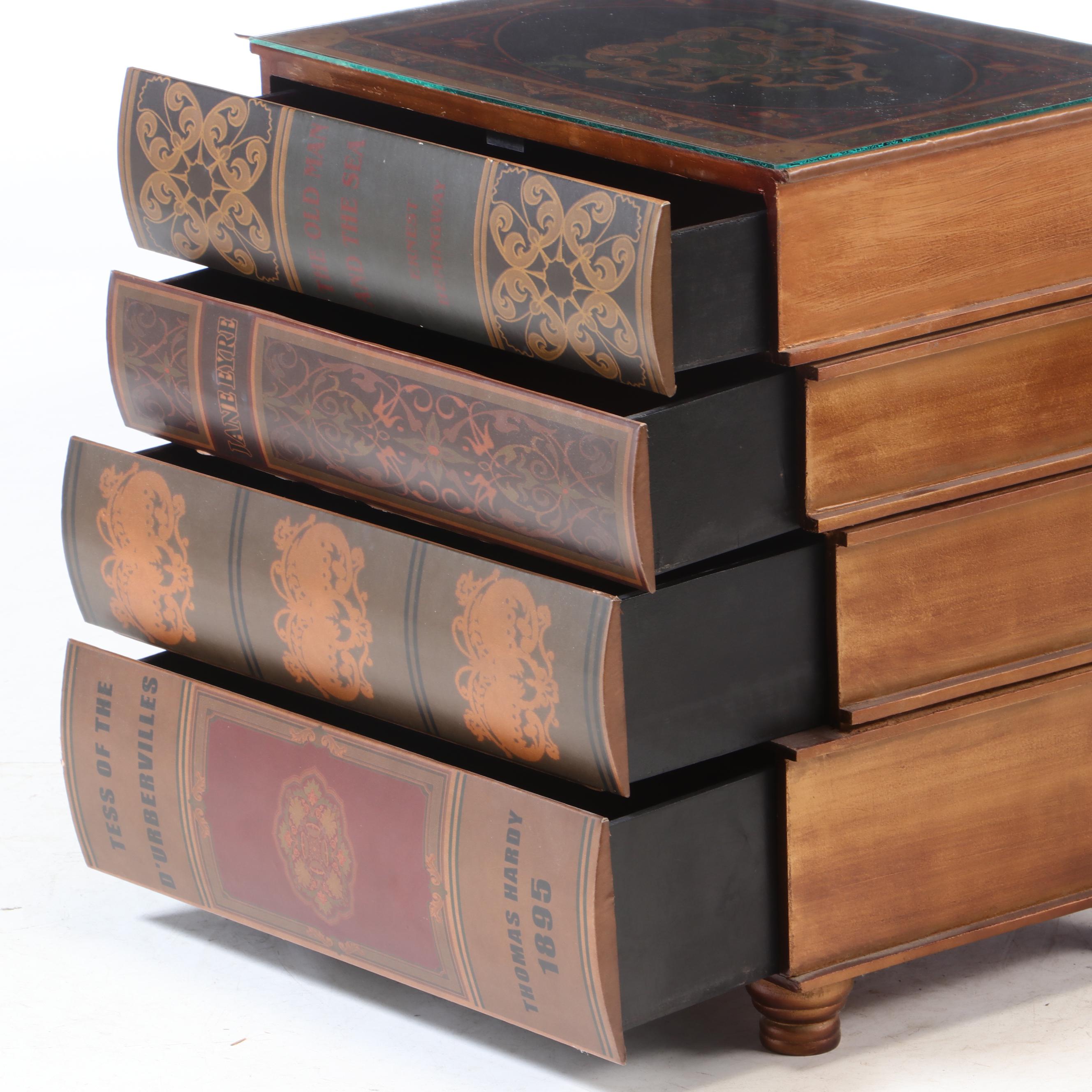 Hobby Lobby Novelty Glass Top Chest of Drawers Side Table, Contemporary