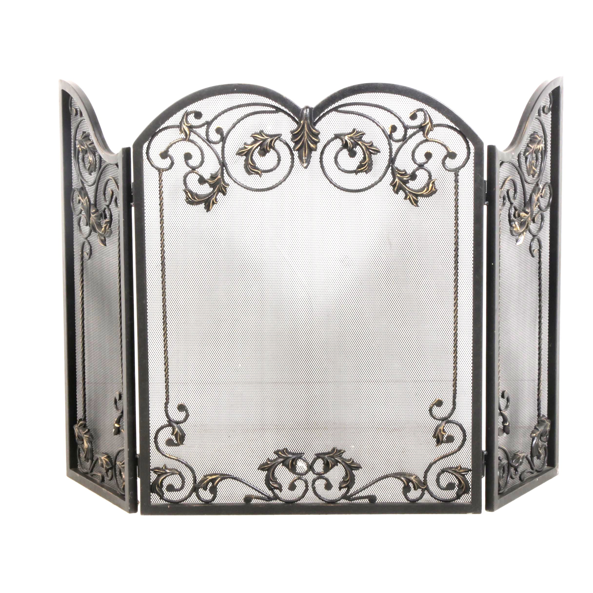 Acanthus Leaf Antiqued Trifold Fireplace Screen | EBTH