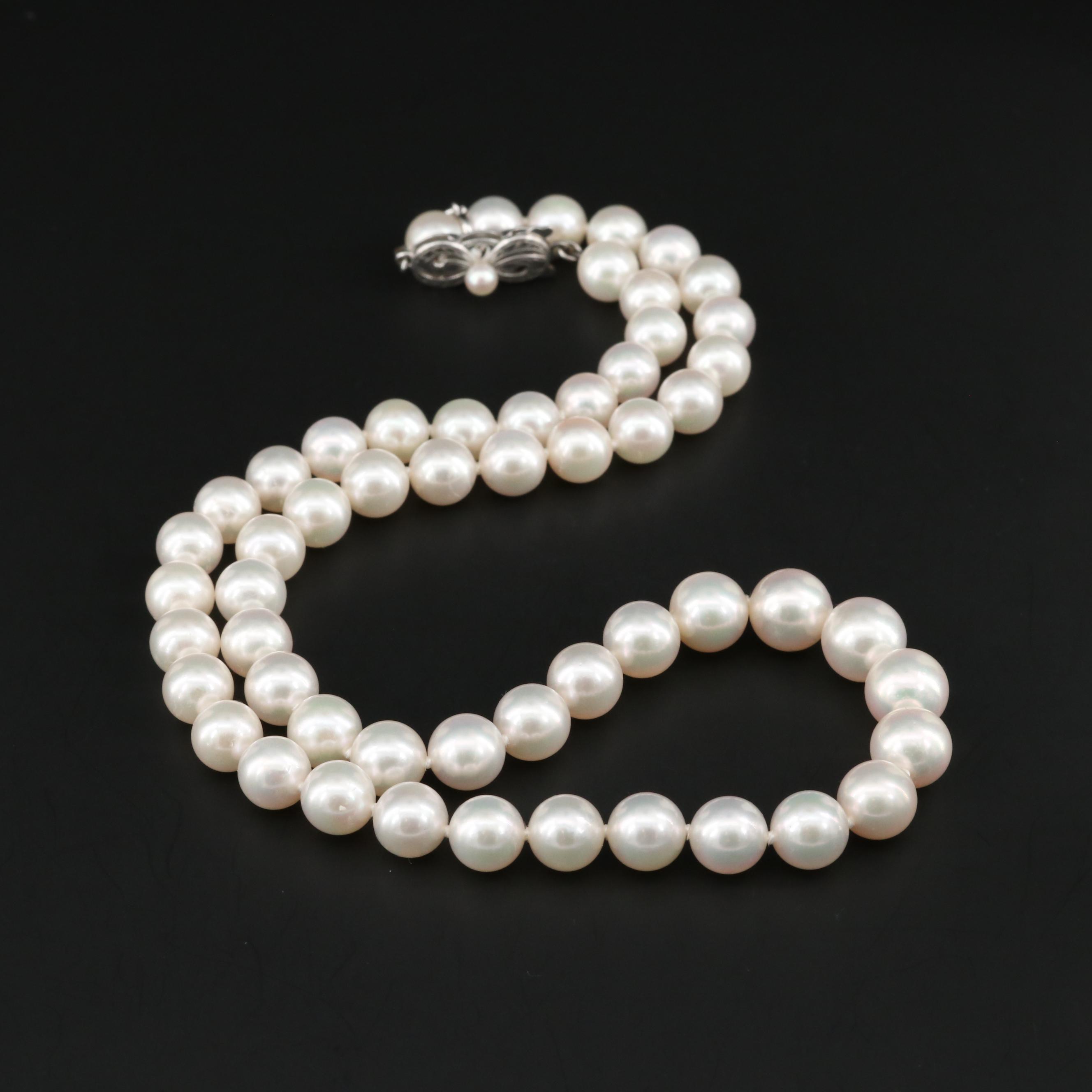Mikimoto Cultured Akoya Pearl Strand Necklace with 18K White Gold Clasp