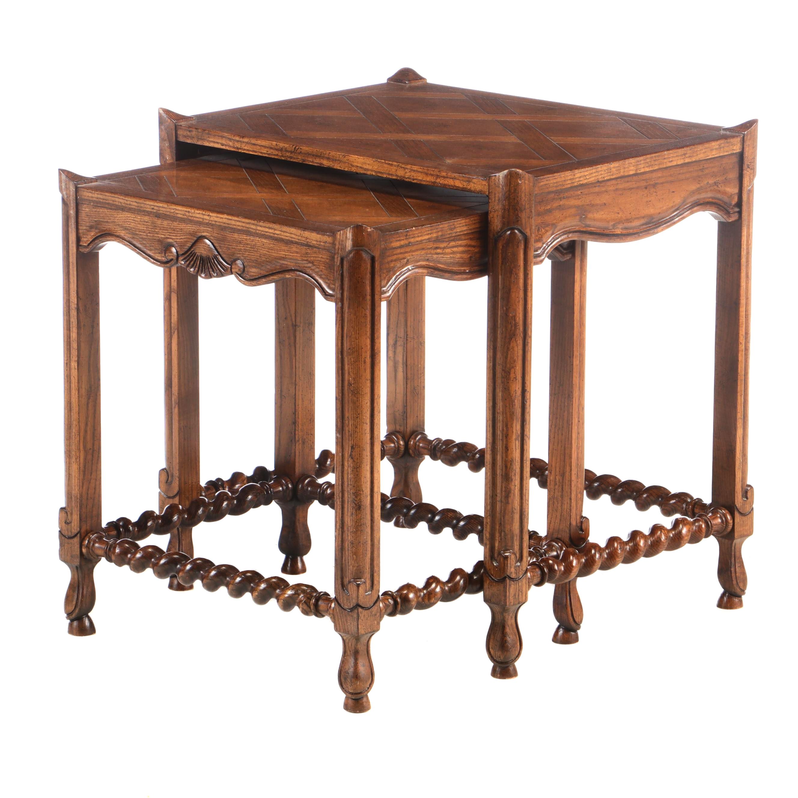 Barley Twist Oak Nesting Tables EBTH
