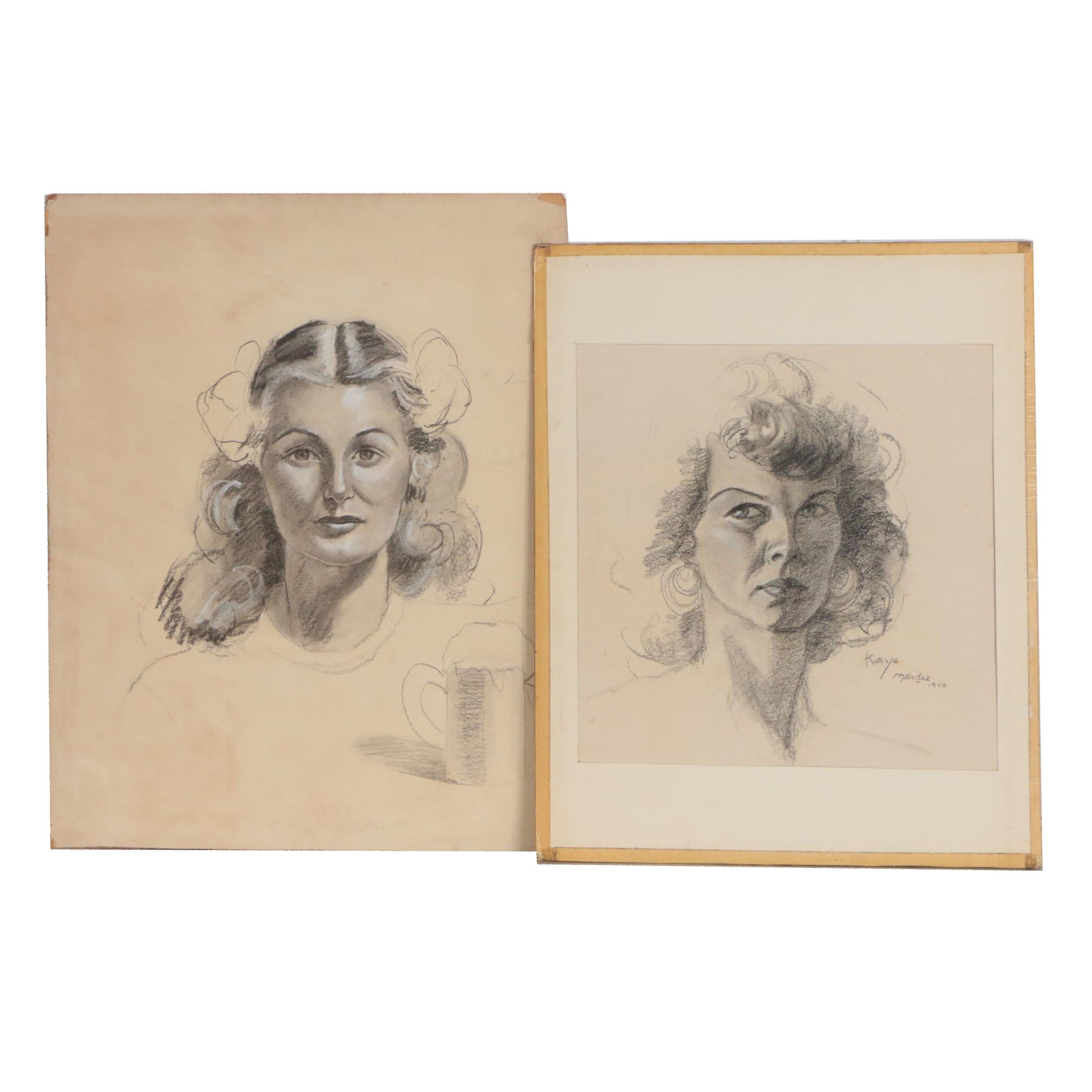 Mardee Hoff Foster Charcoal Portrait Drawings | EBTH