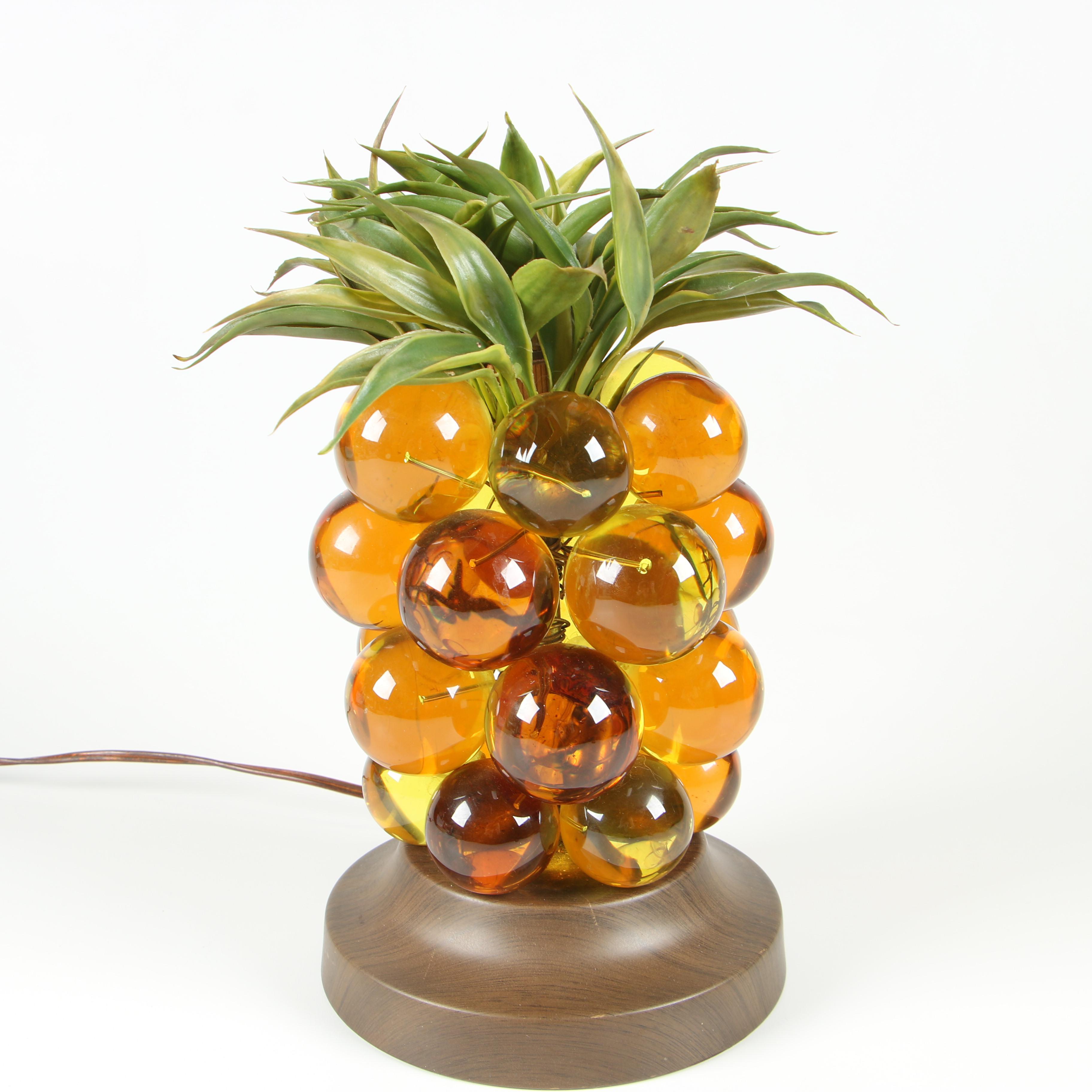 Lucite Pineapple Table Lamp, Mid Century EBTH